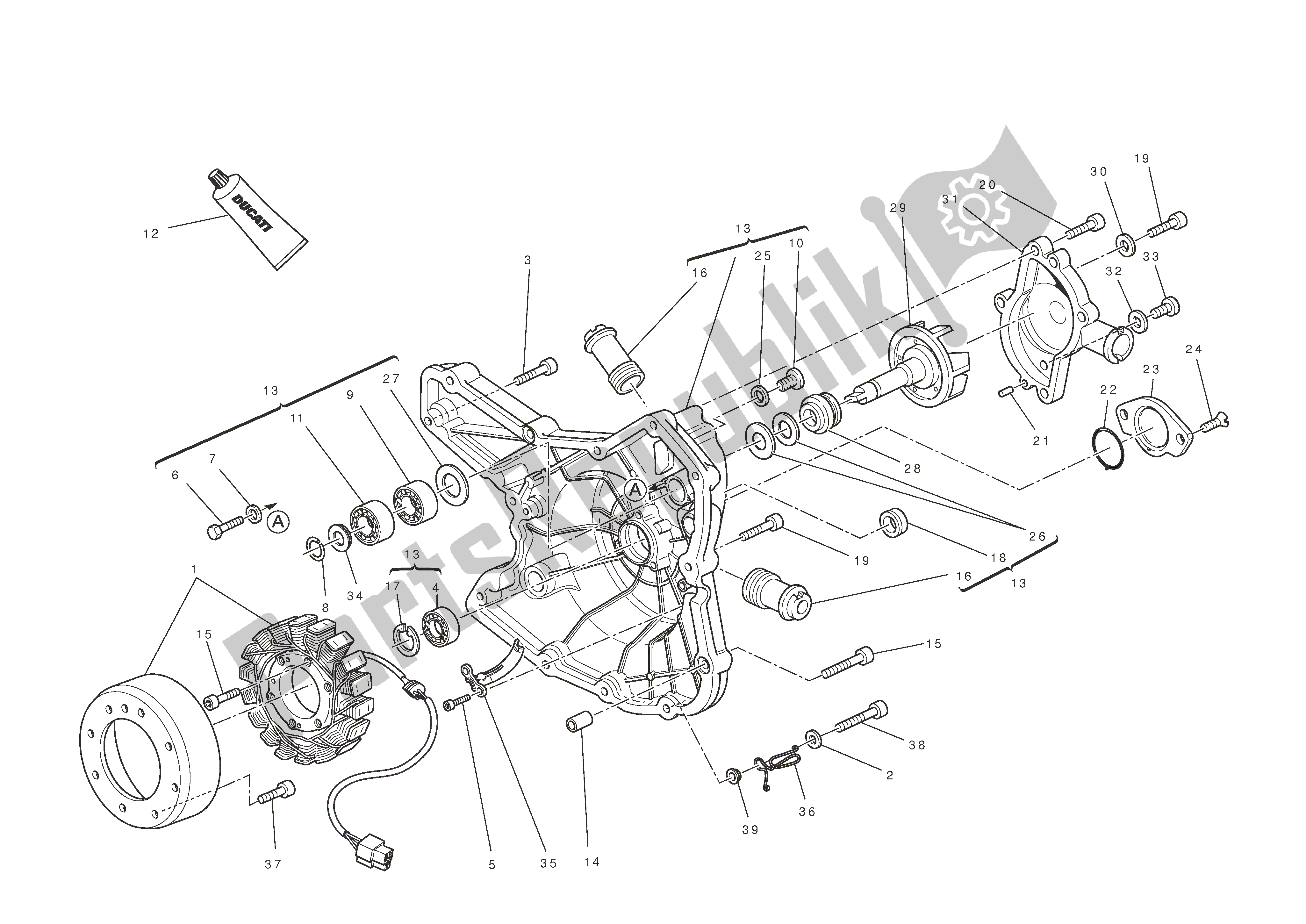 Todas las partes para Tapa Del Cárter Del Lado De La Bomba De Agua de Ducati 1198 2010