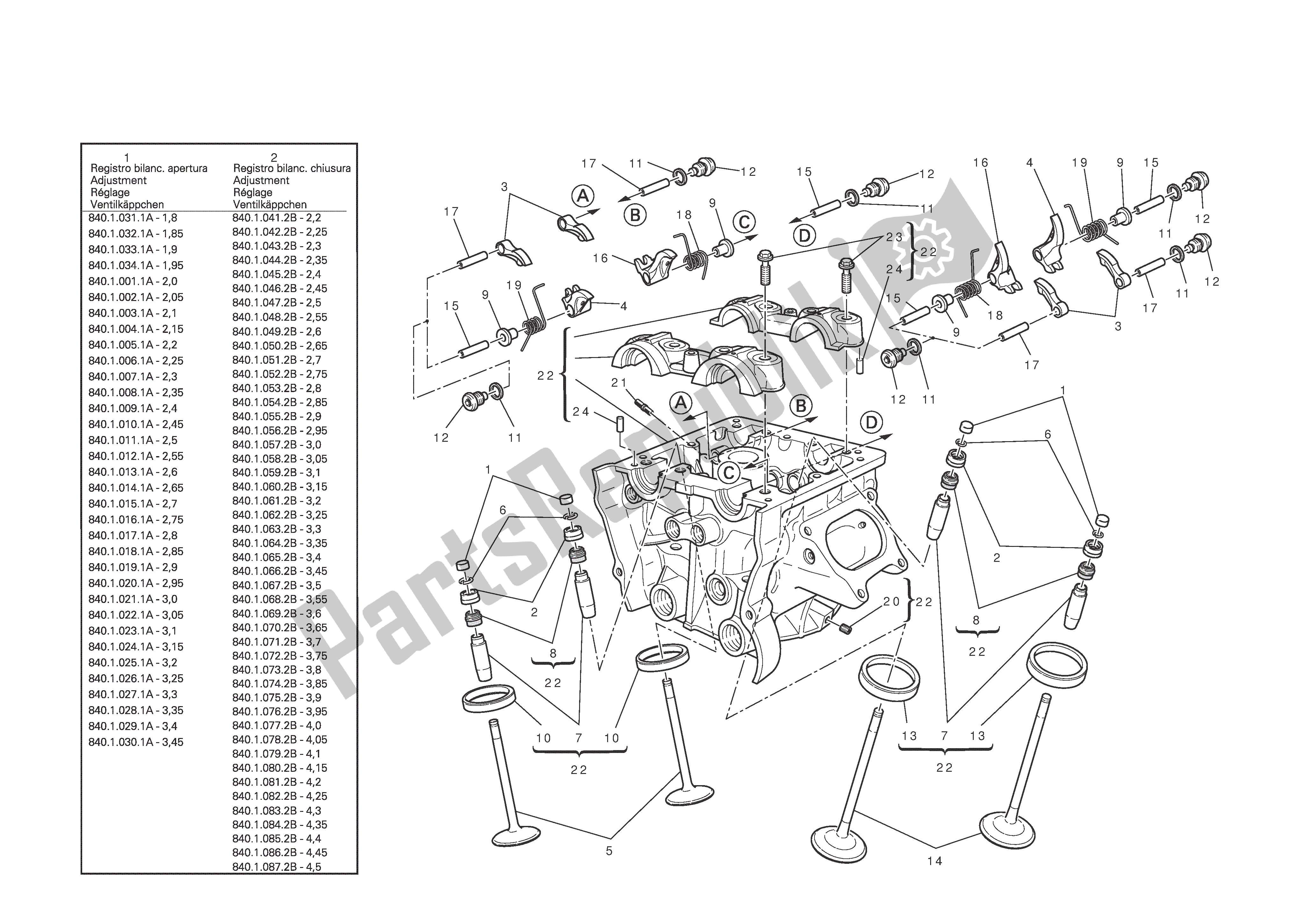 Tutte le parti per il Testata Verticale del Ducati 1198 2010