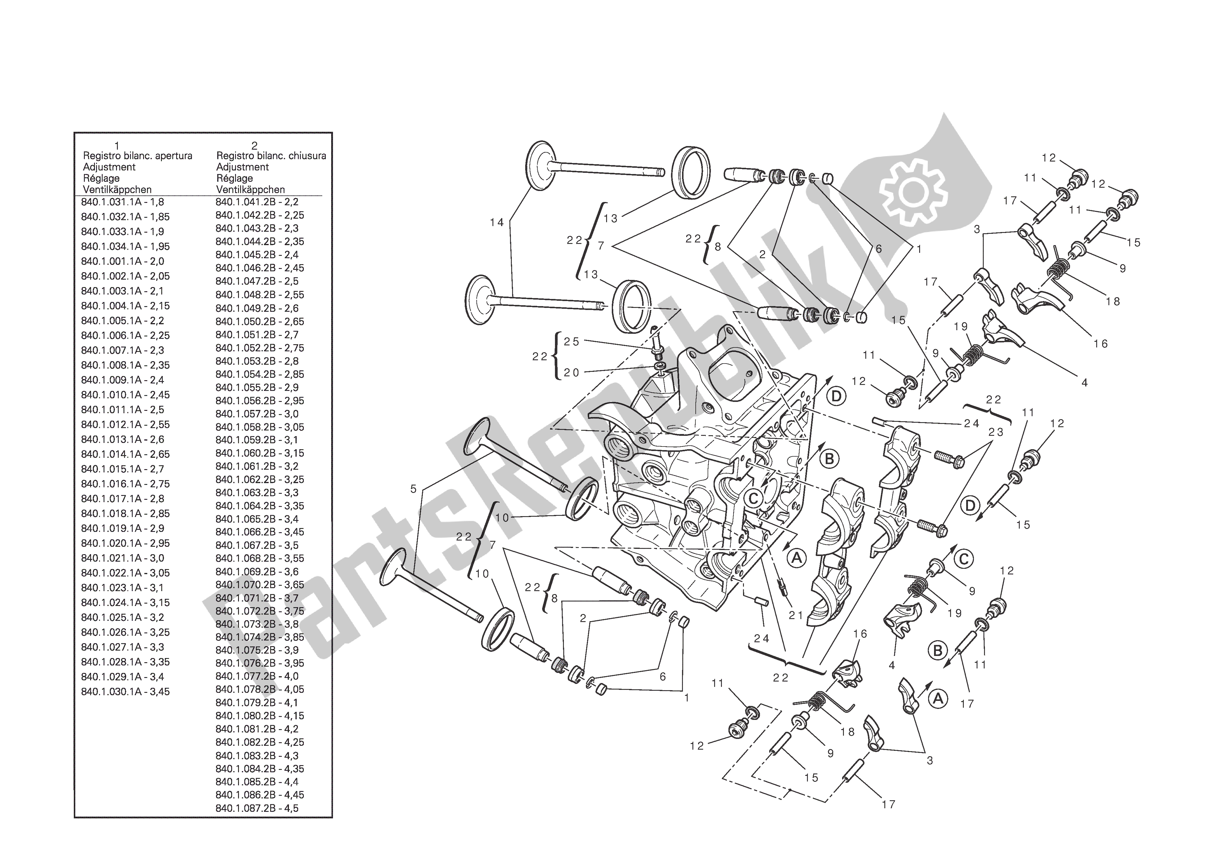 Tutte le parti per il Testata Orizzontale del Ducati 1198 2010