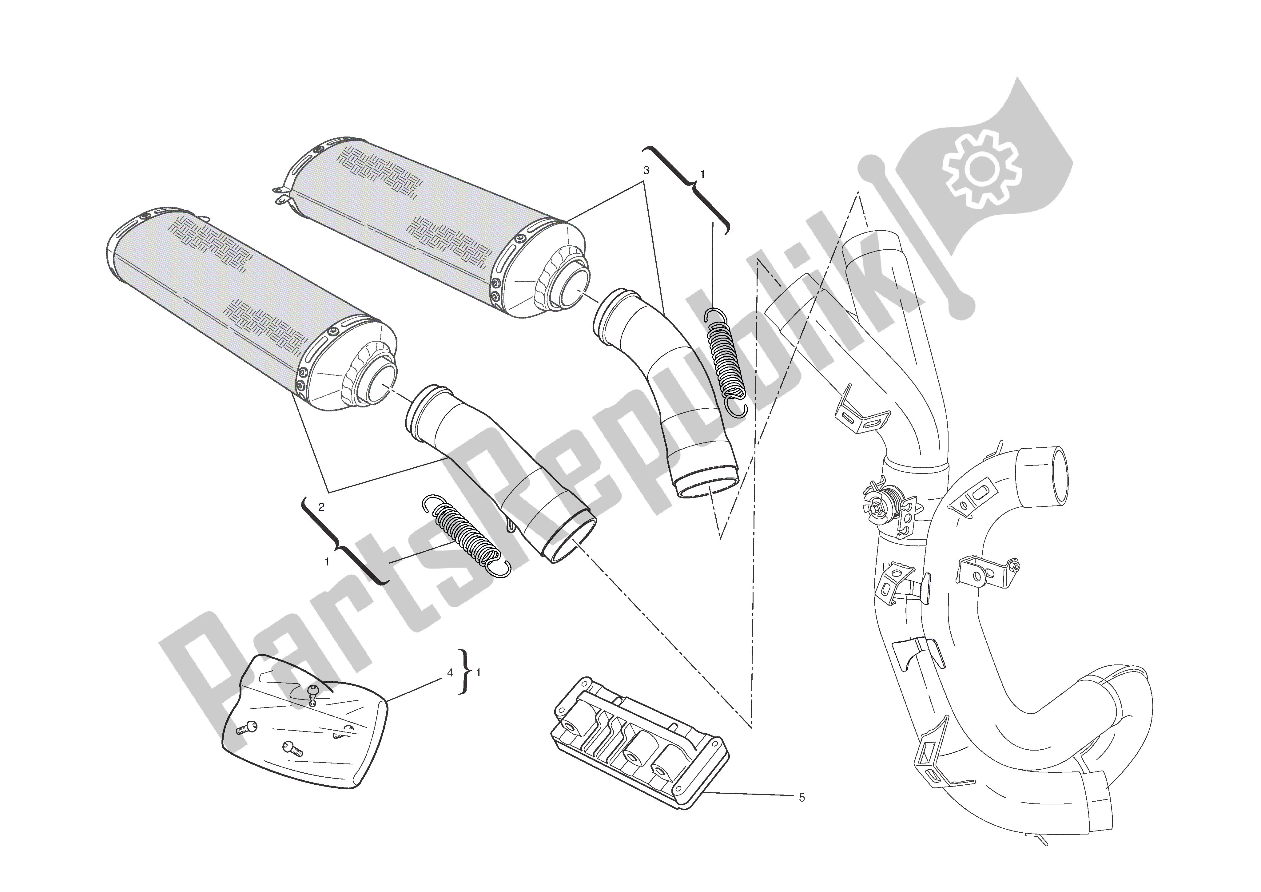 Tutte le parti per il Kit Silenziatori del Ducati 1198 R Corse 2010