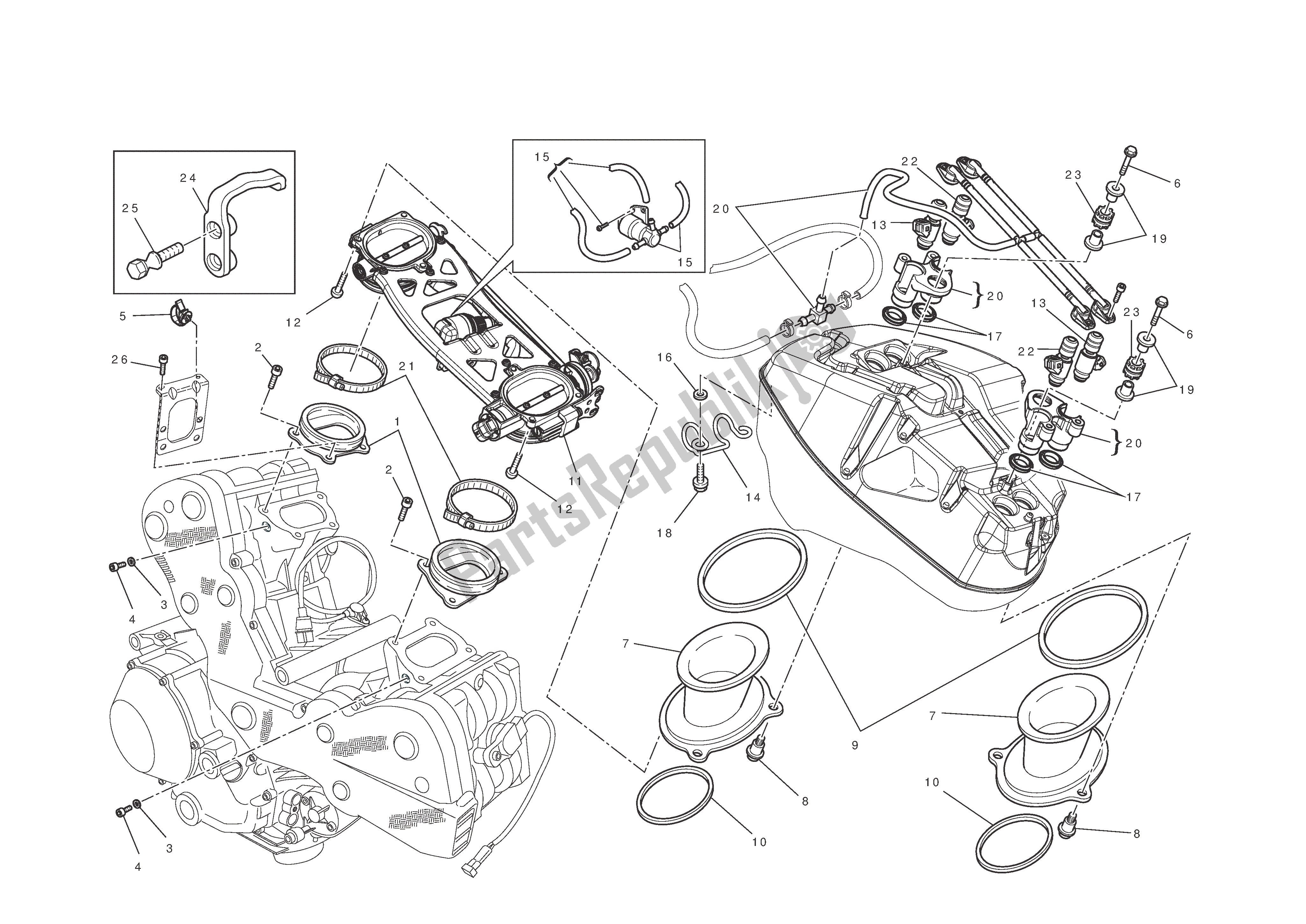 Tutte le parti per il Corpo Farfallato del Ducati 1198 R Corse 2010