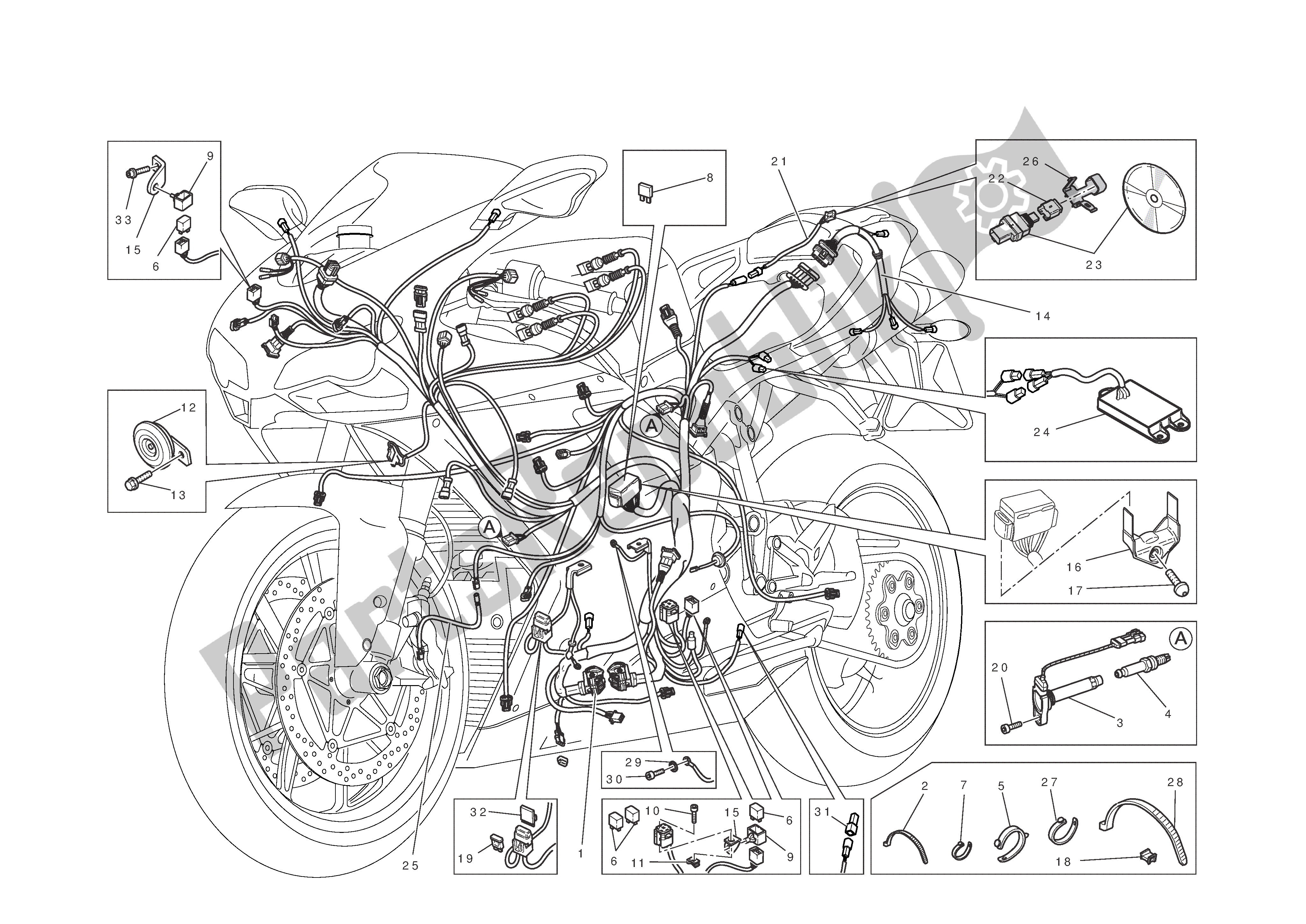 Todas las partes para Sistema Eléctrico de Ducati 1198 R Corse 2010