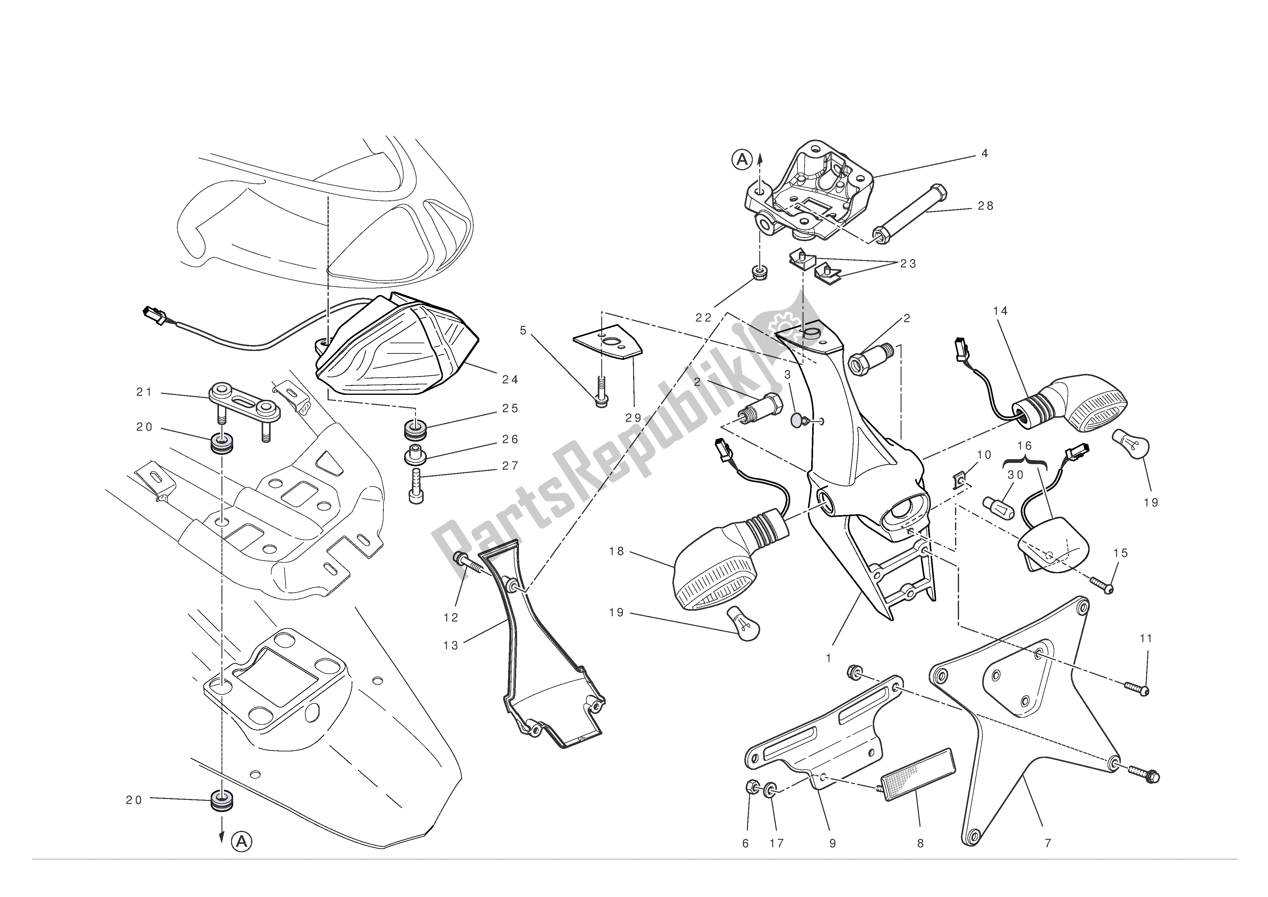 Tutte le parti per il Porta Targa del Ducati 1198 S 2010