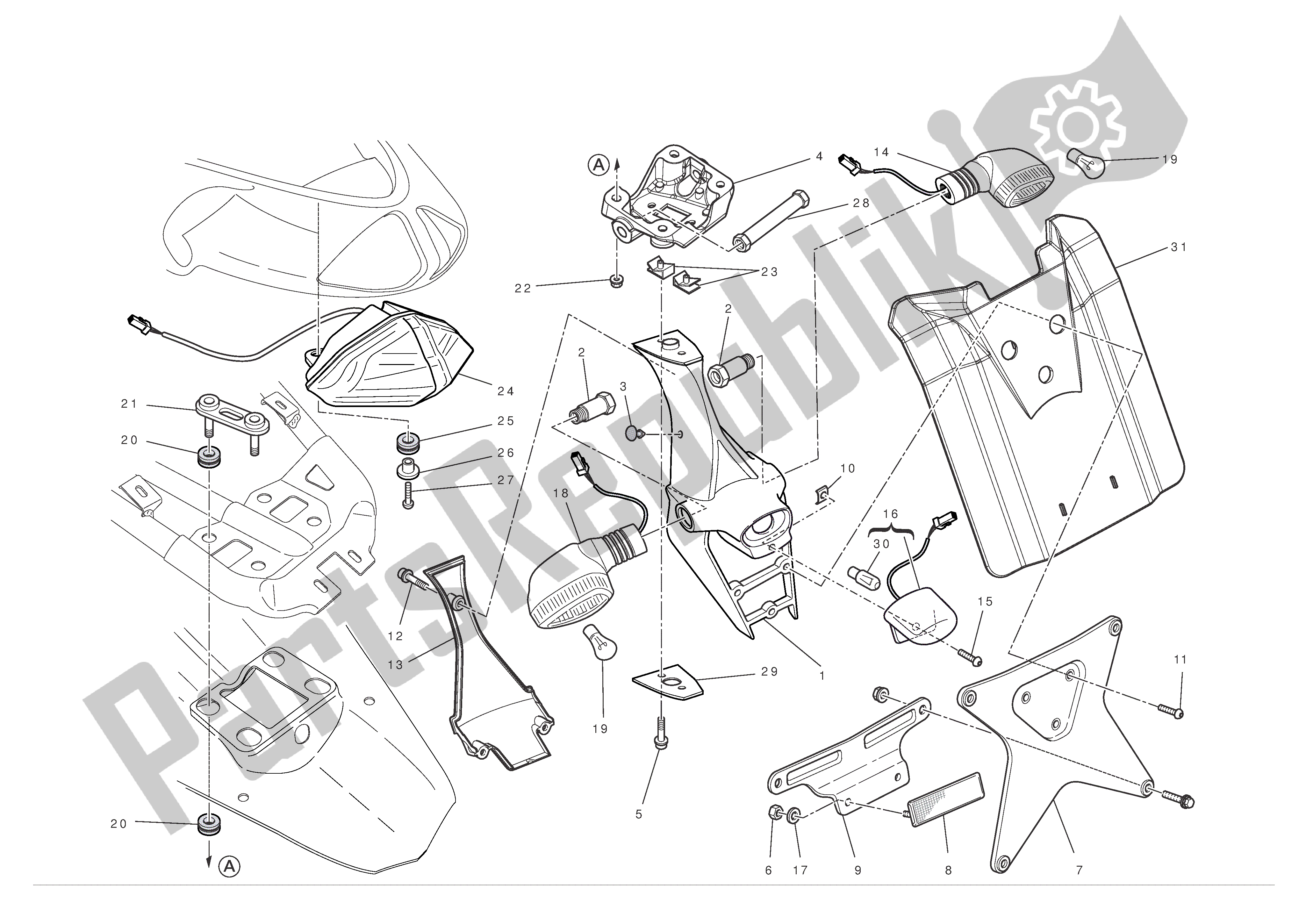 Todas las partes para Soporte De Matrícula - (aus) de Ducati 1198 S 2010