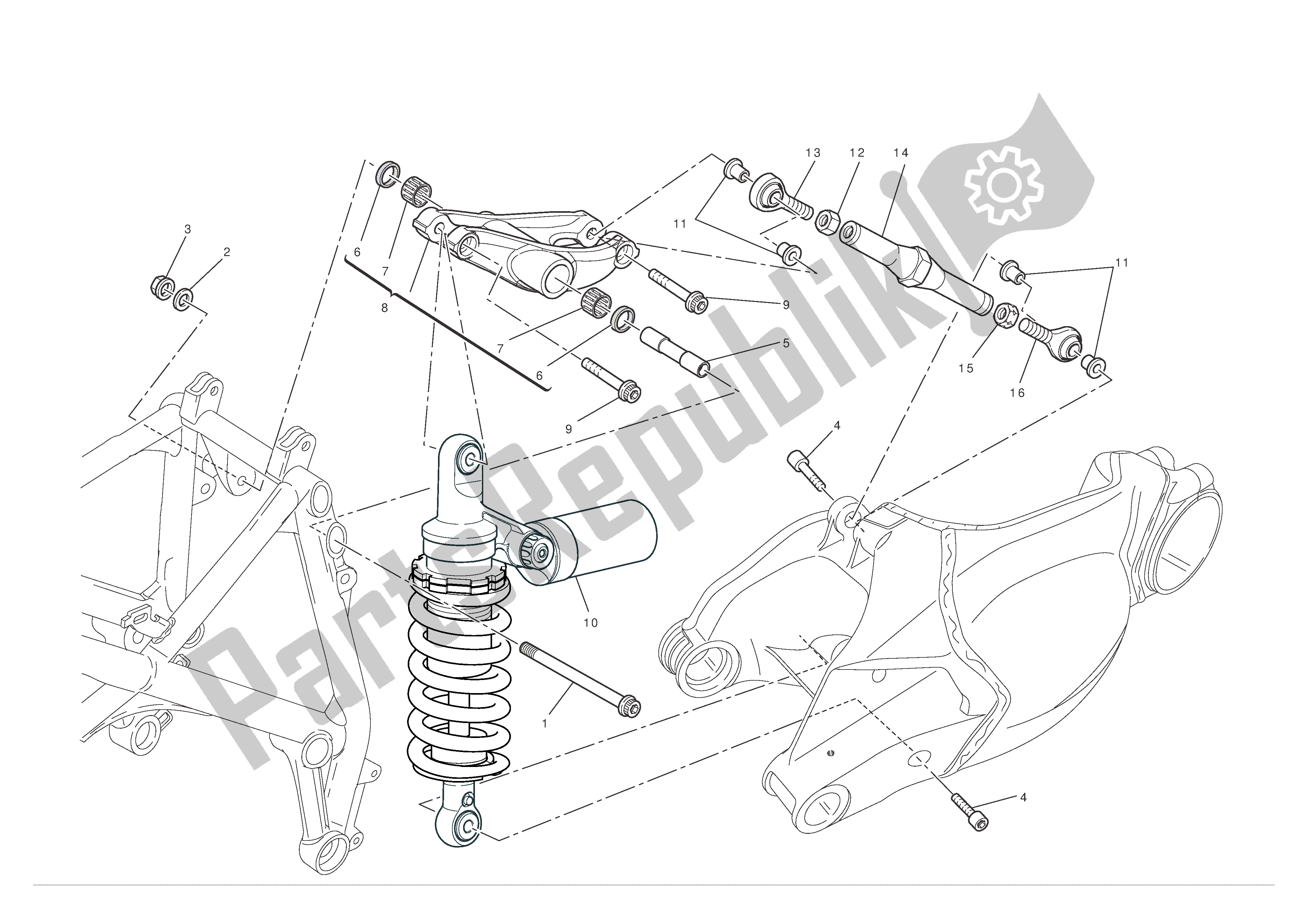 Toutes les pièces pour le Suspension Arrière du Ducati 1198 S 2010