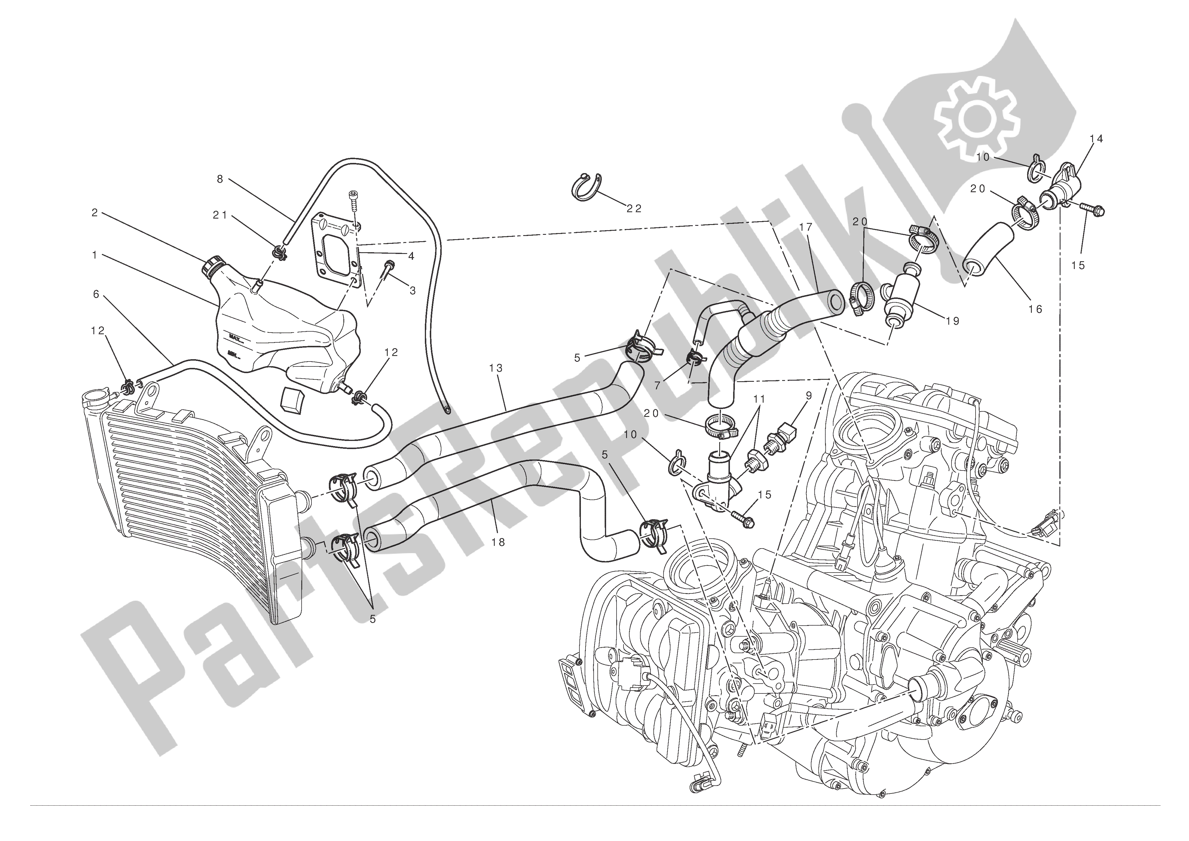 Tutte le parti per il Sistema Di Raffreddamento del Ducati 1198 S 2010