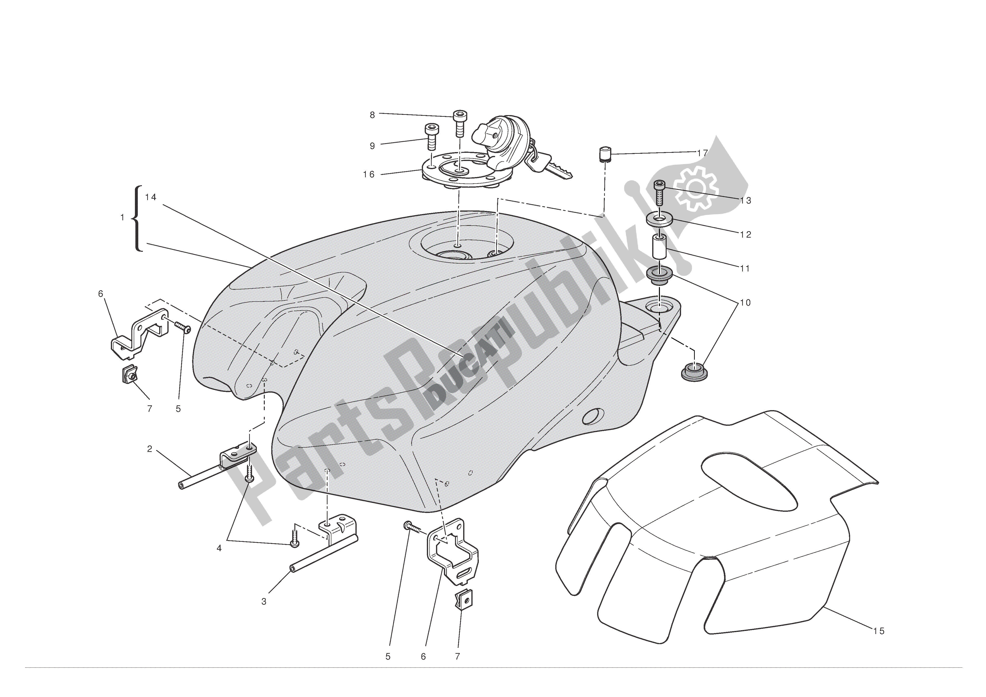 Tutte le parti per il Serbatoio Di Carburante del Ducati 1198 S 2010