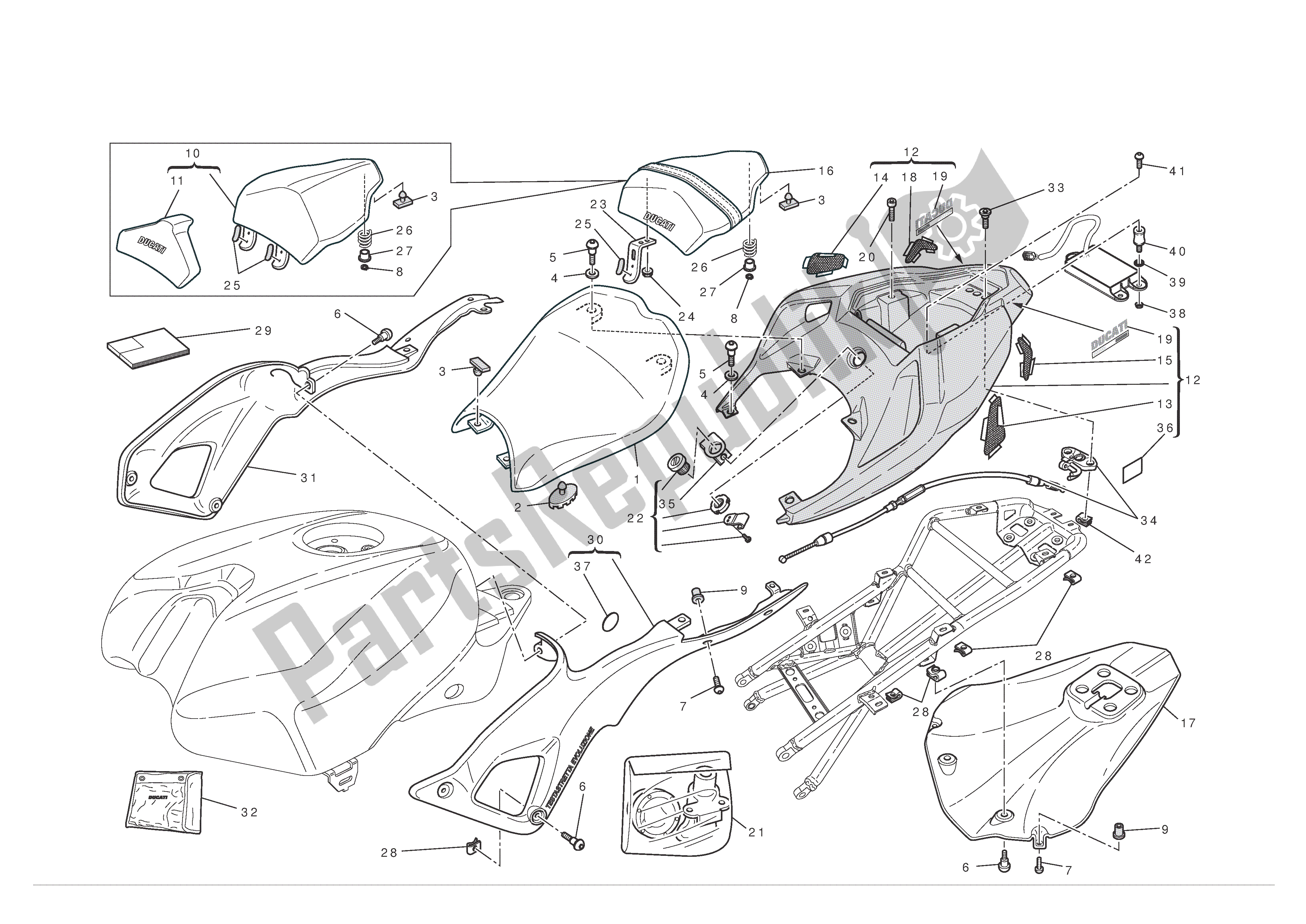 Todas las partes para Asiento de Ducati 1198 S 2010