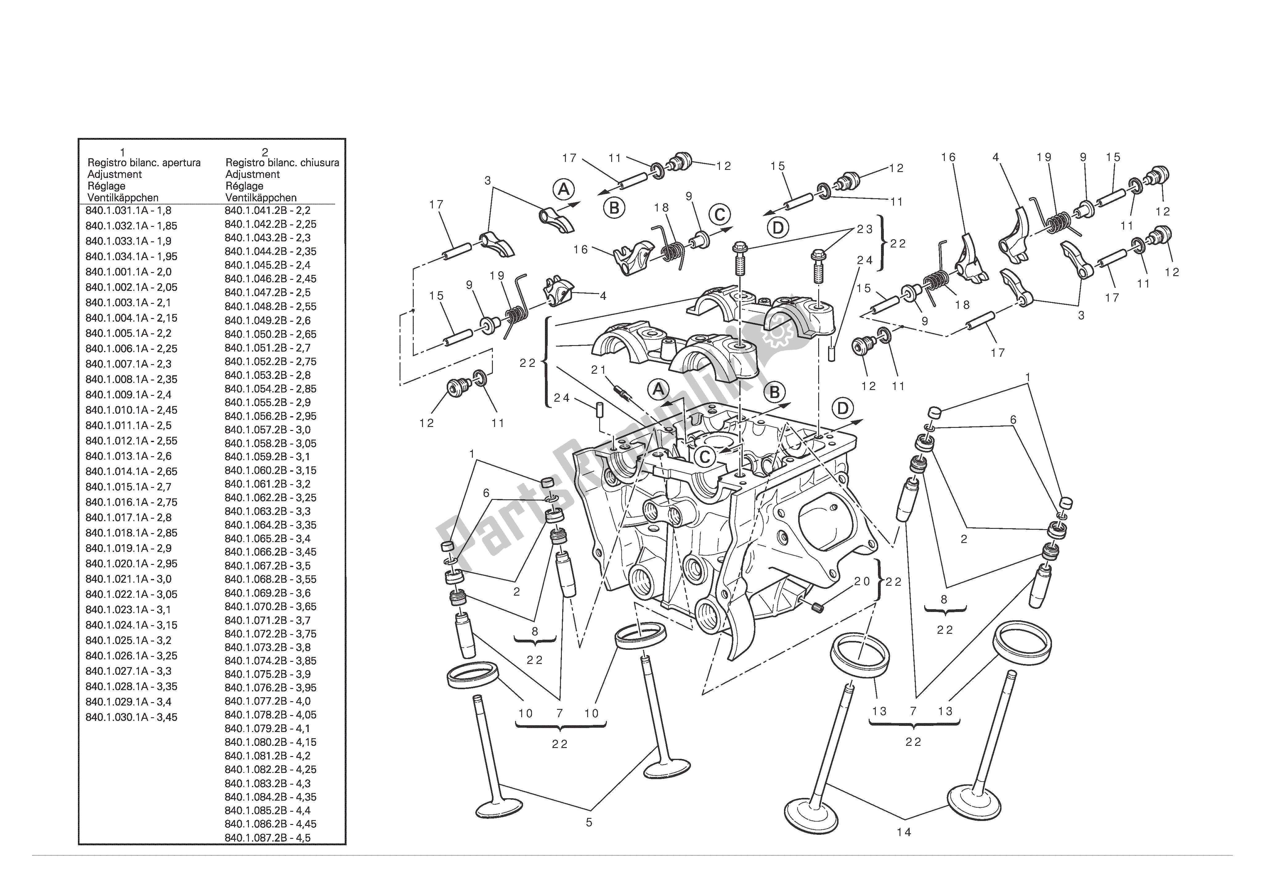 Tutte le parti per il Testata Verticale del Ducati 1198 S 2010