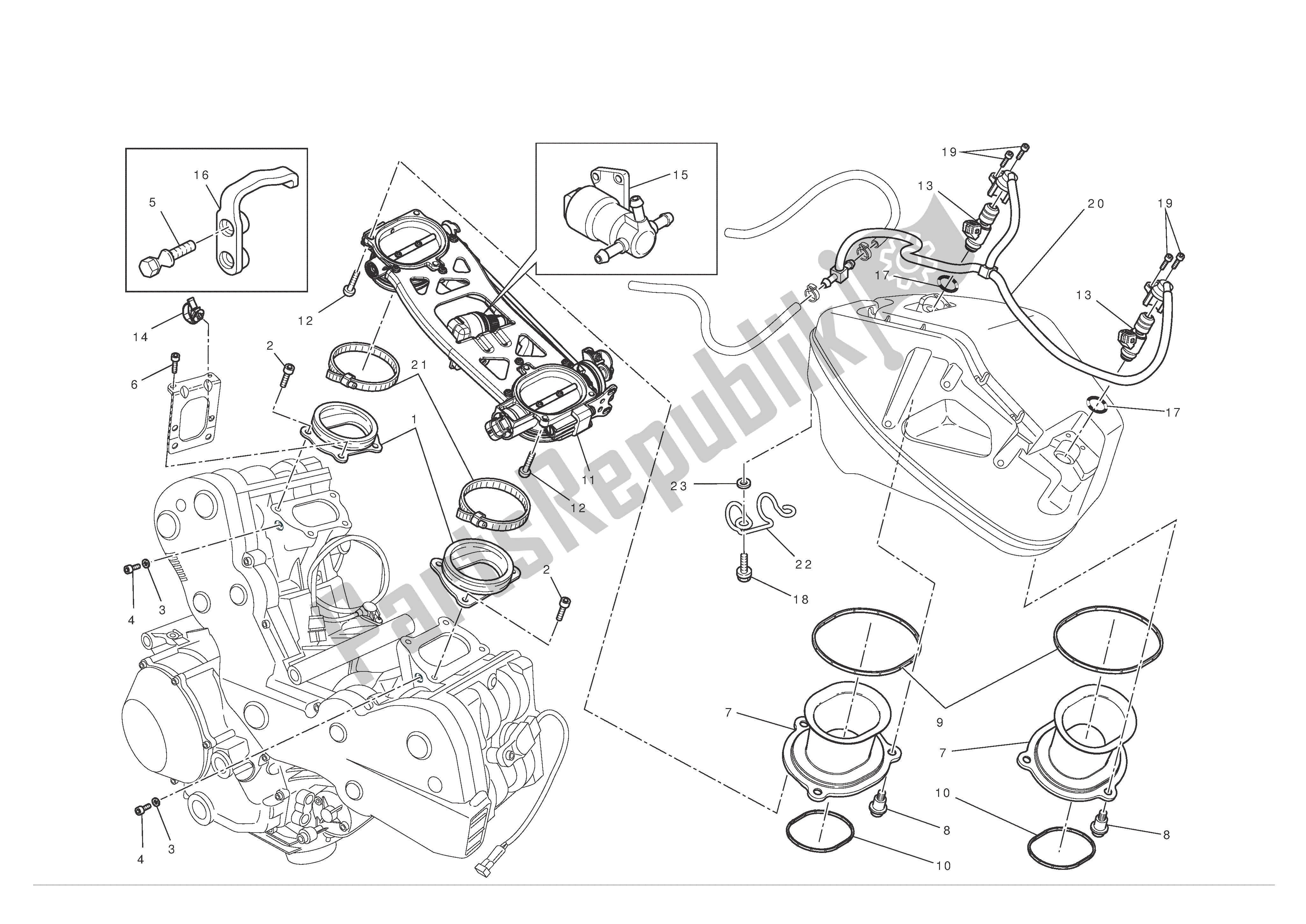 Tutte le parti per il Corpo Farfallato del Ducati 1198 S 2010