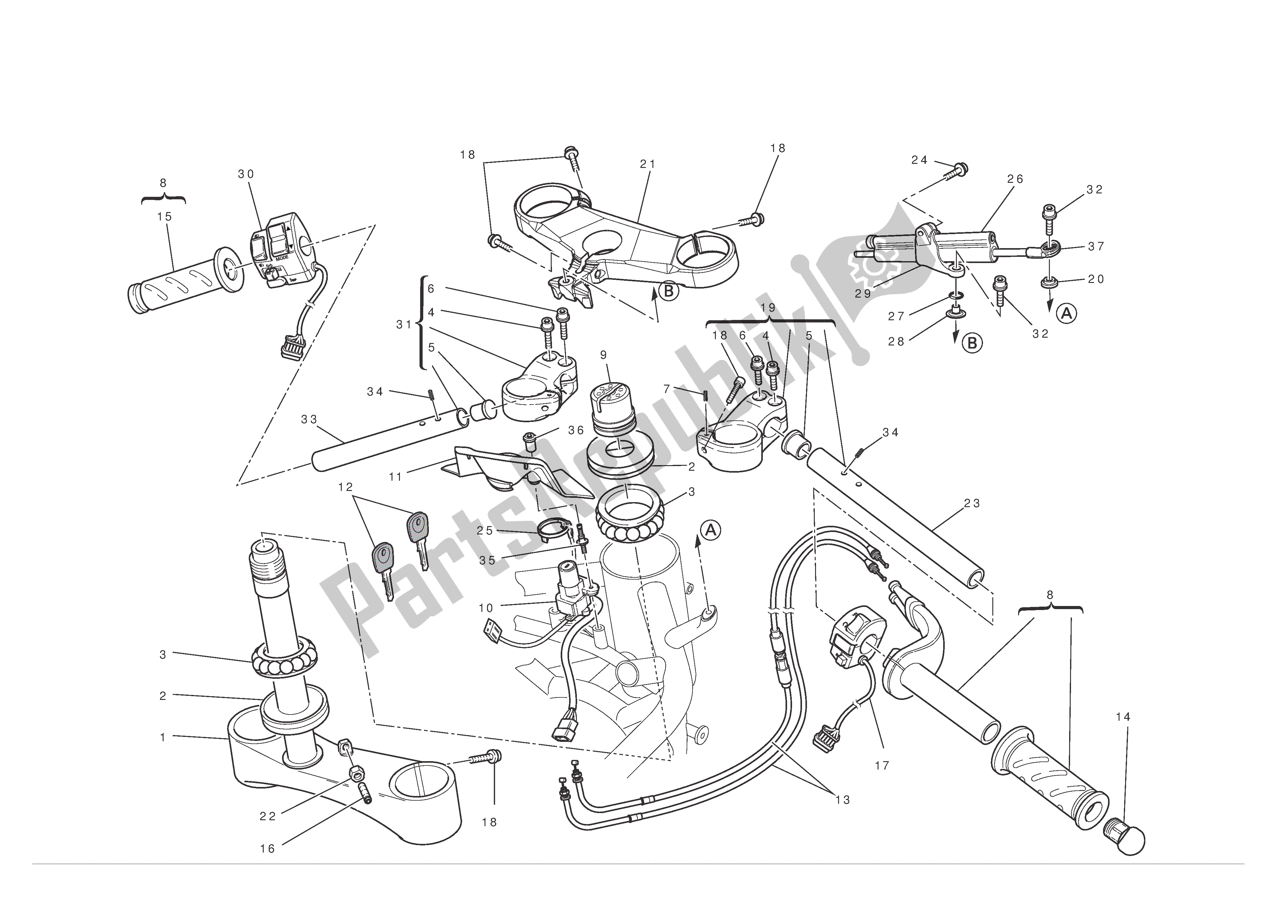 Todas las partes para Manillar-amortiguador de Ducati 1198 S 2010