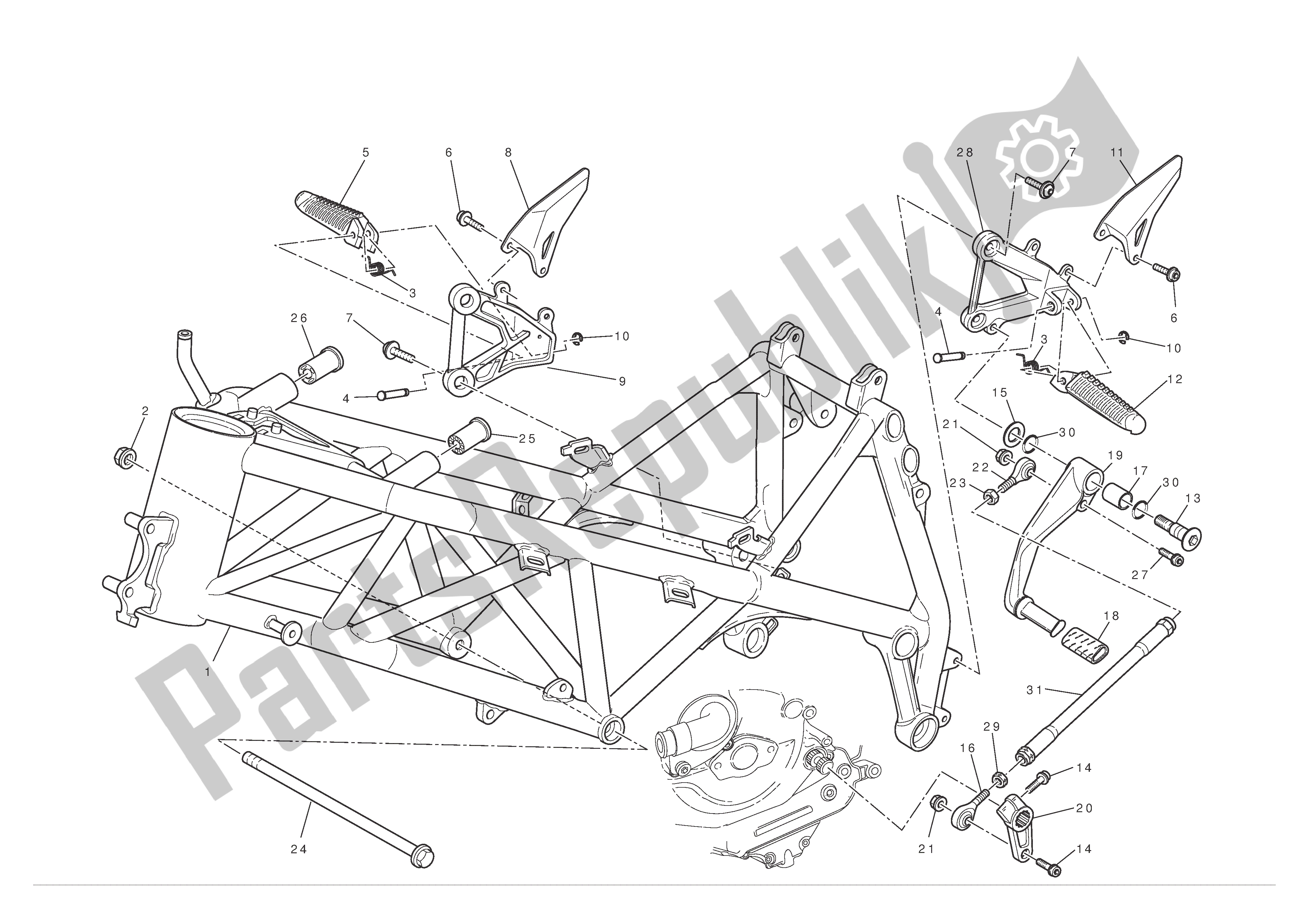 Todas las partes para Marco de Ducati 1198 S 2010