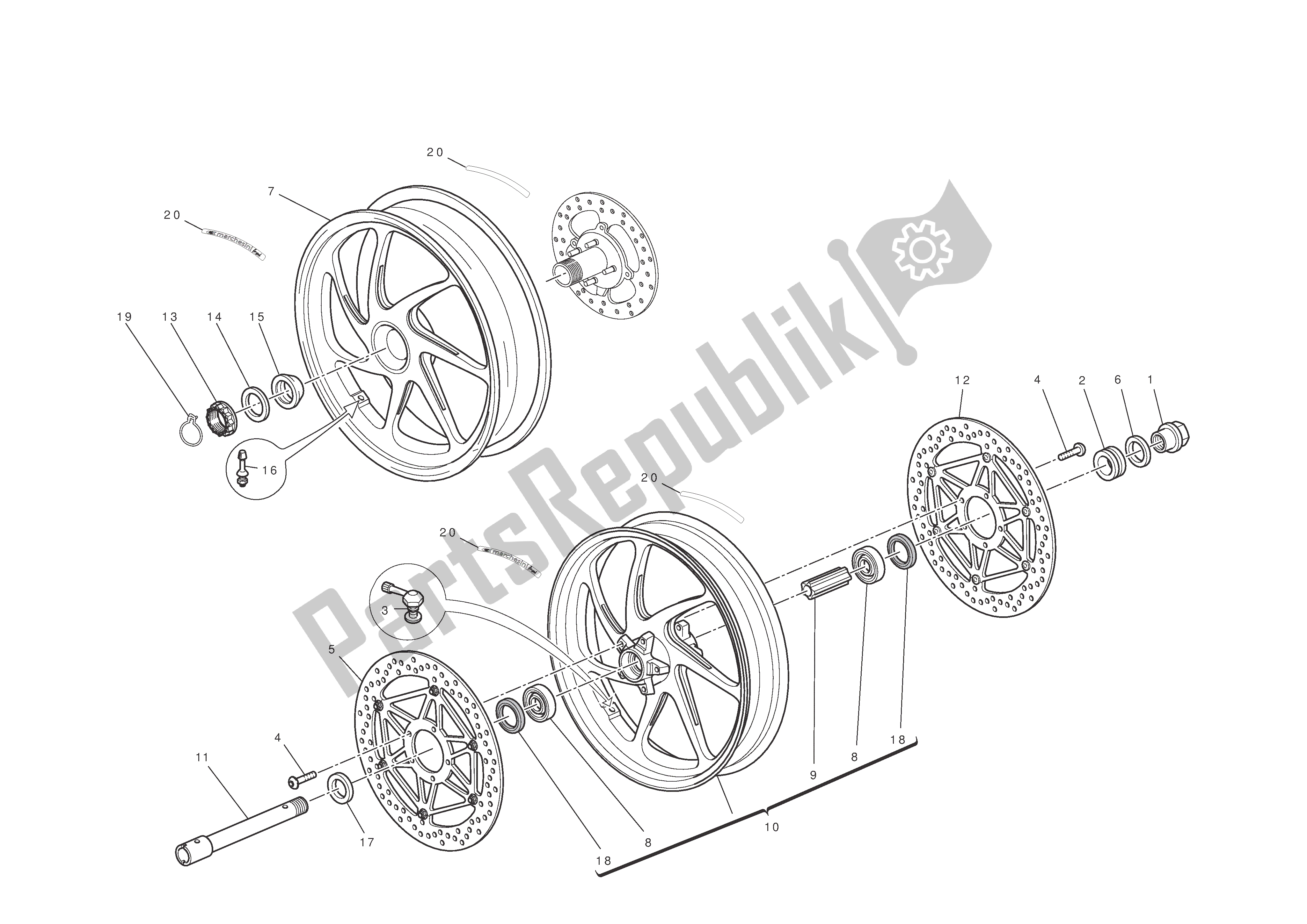 Todas las partes para Ruedas Delanteras Y Traseras de Ducati 1198 S Corse 2010