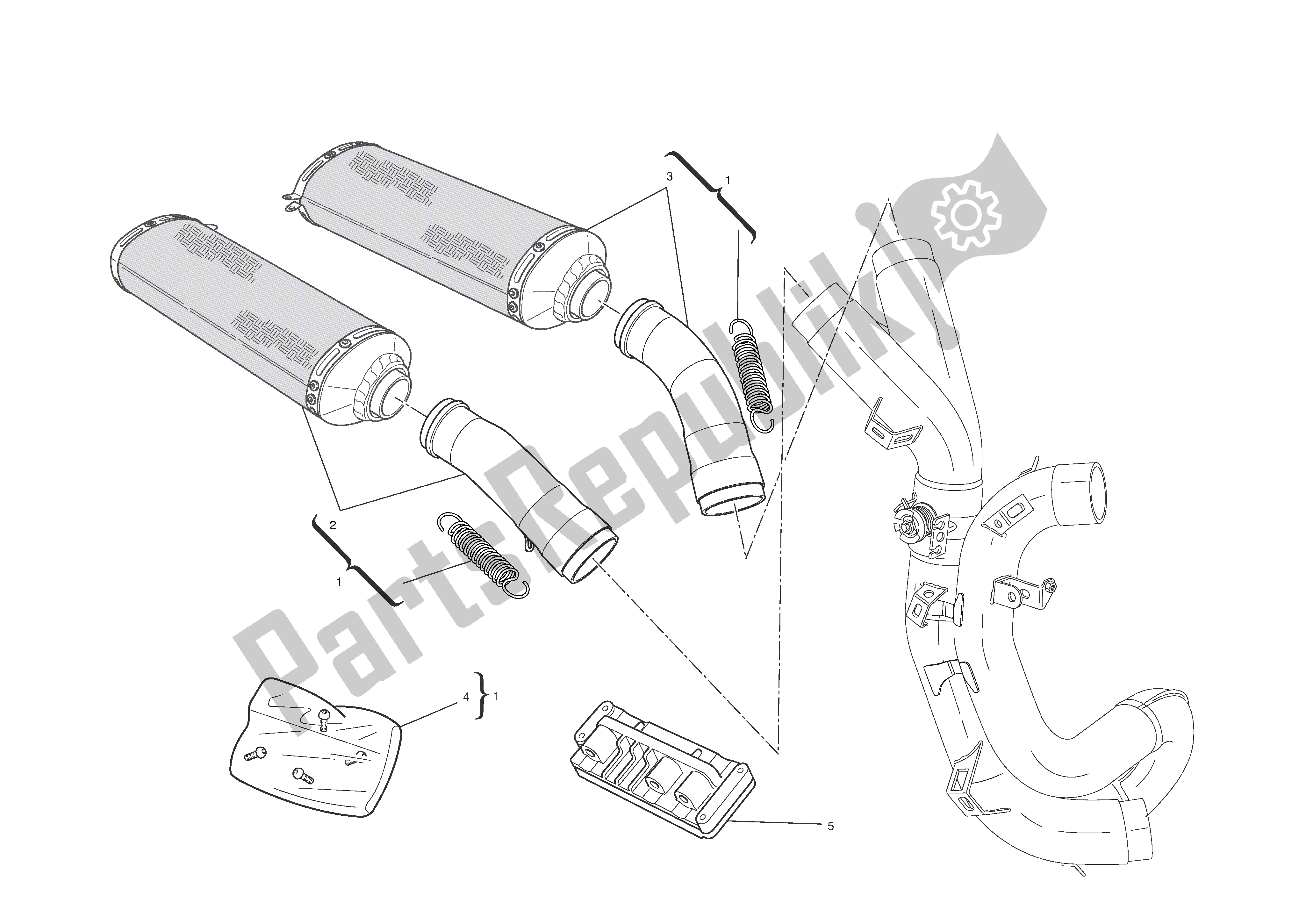 Tutte le parti per il Kit Silenziatori del Ducati 1198 S Corse 2010