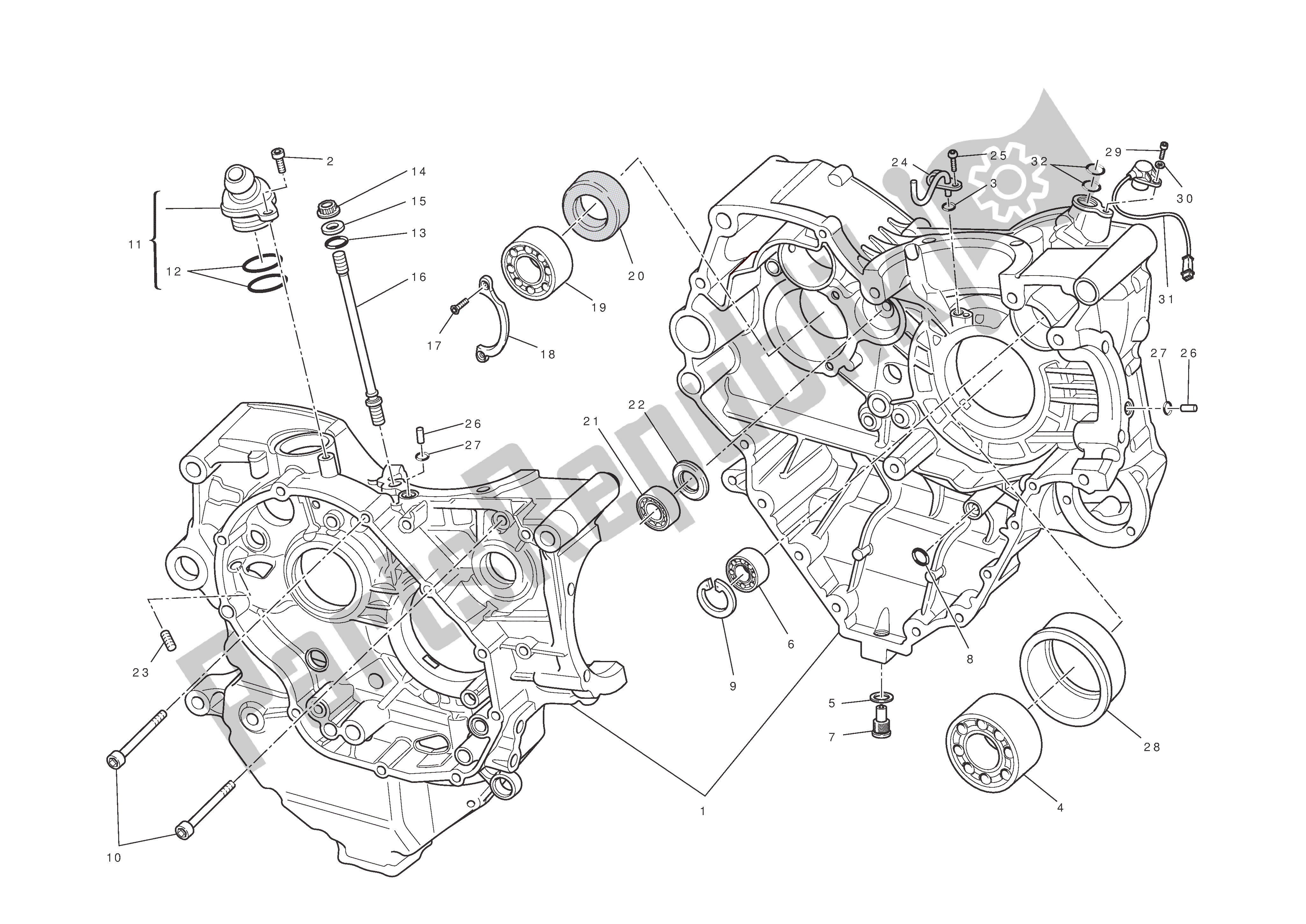 Tutte le parti per il Metà Del Carter del Ducati 1198 S Corse 2010