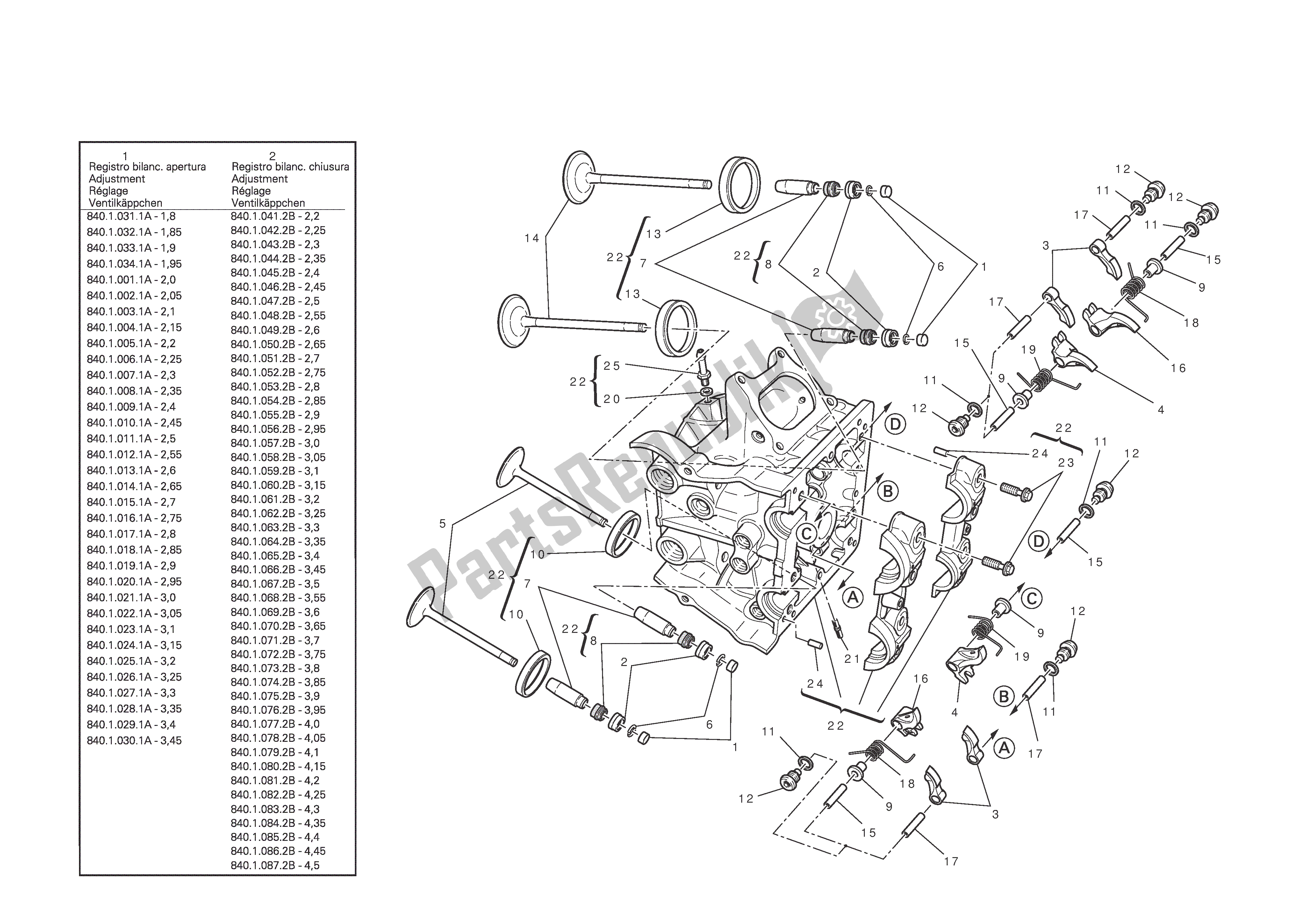 Tutte le parti per il Testata Orizzontale del Ducati 1198 S Corse 2010