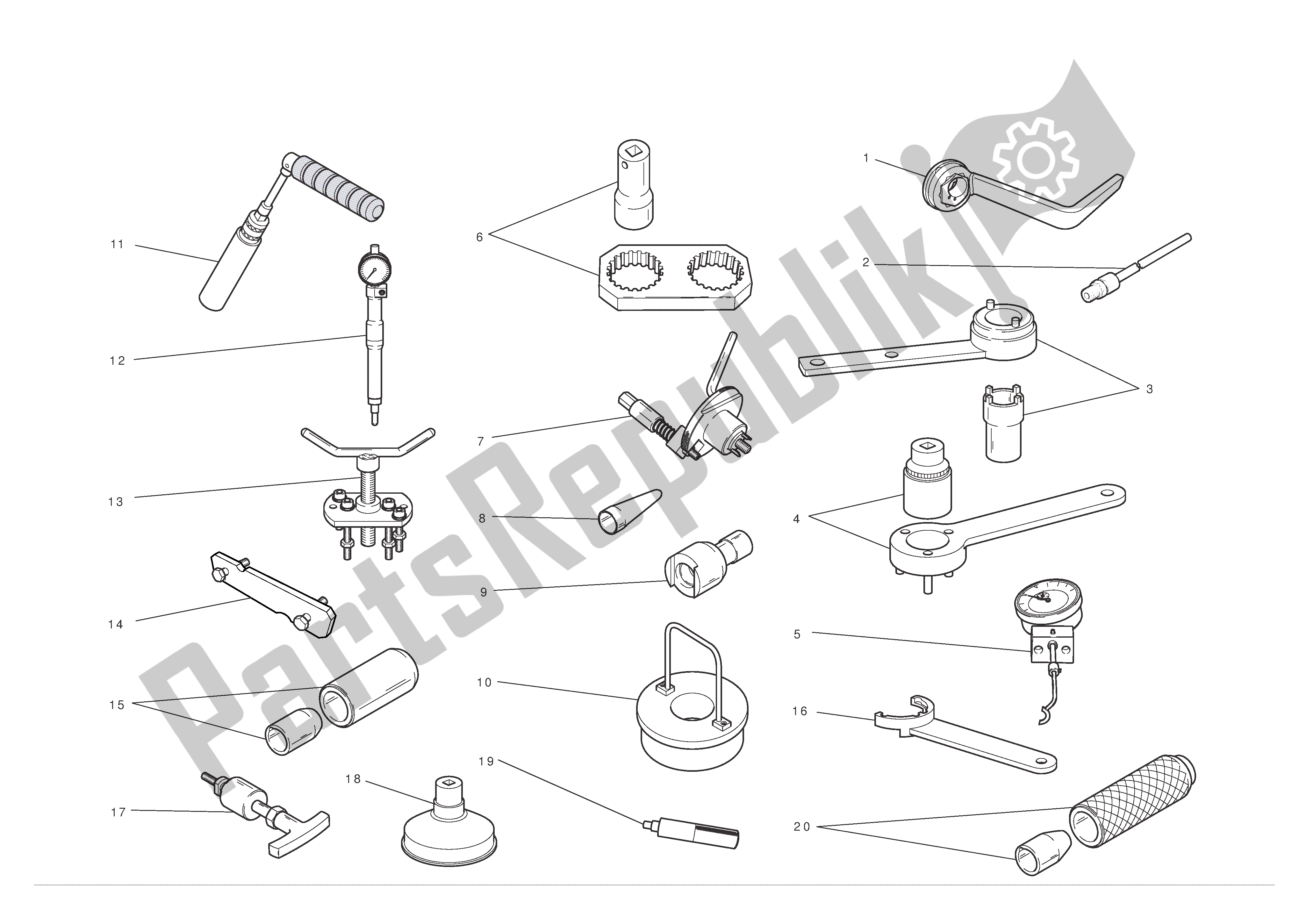 Alle onderdelen voor de Werkplaats Service Tools van de Ducati 1198 SP 2011