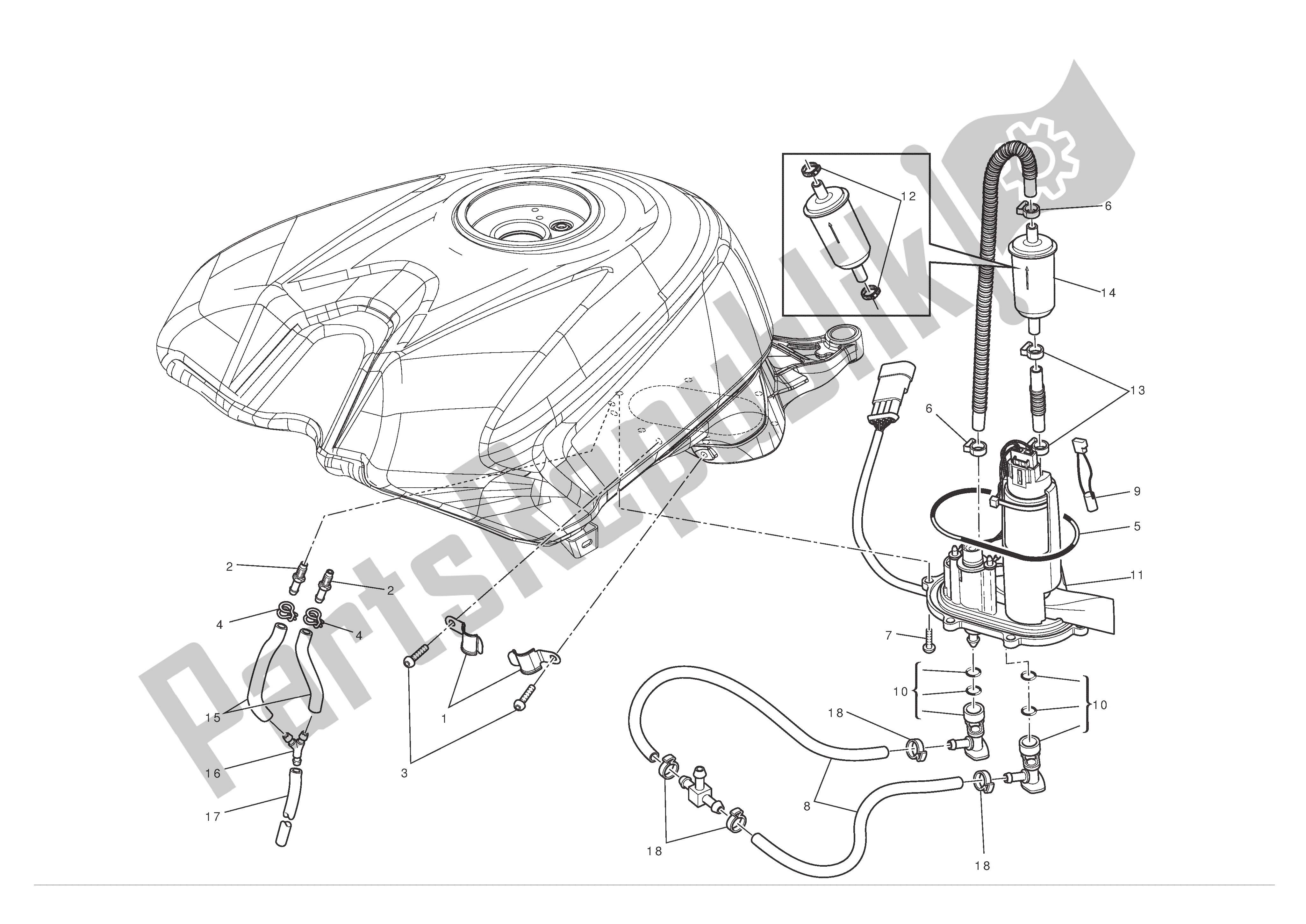 Alle onderdelen voor de Brandstof Systeem van de Ducati 1198 SP 2011