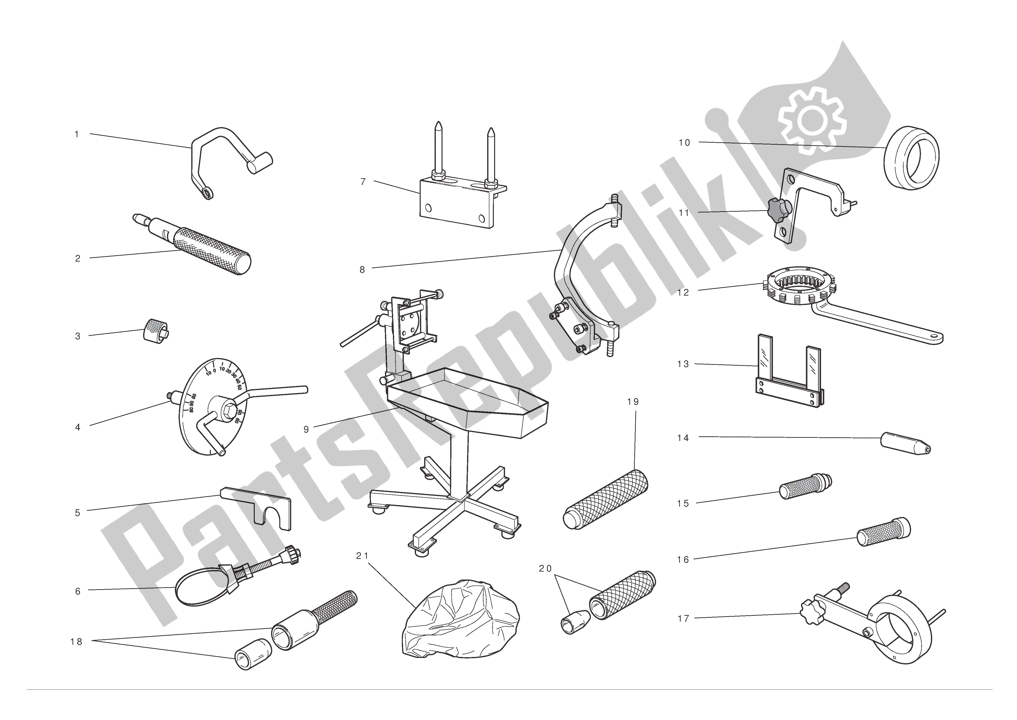 Alle onderdelen voor de Werkplaats Service Tools van de Ducati 1198 SP 2011