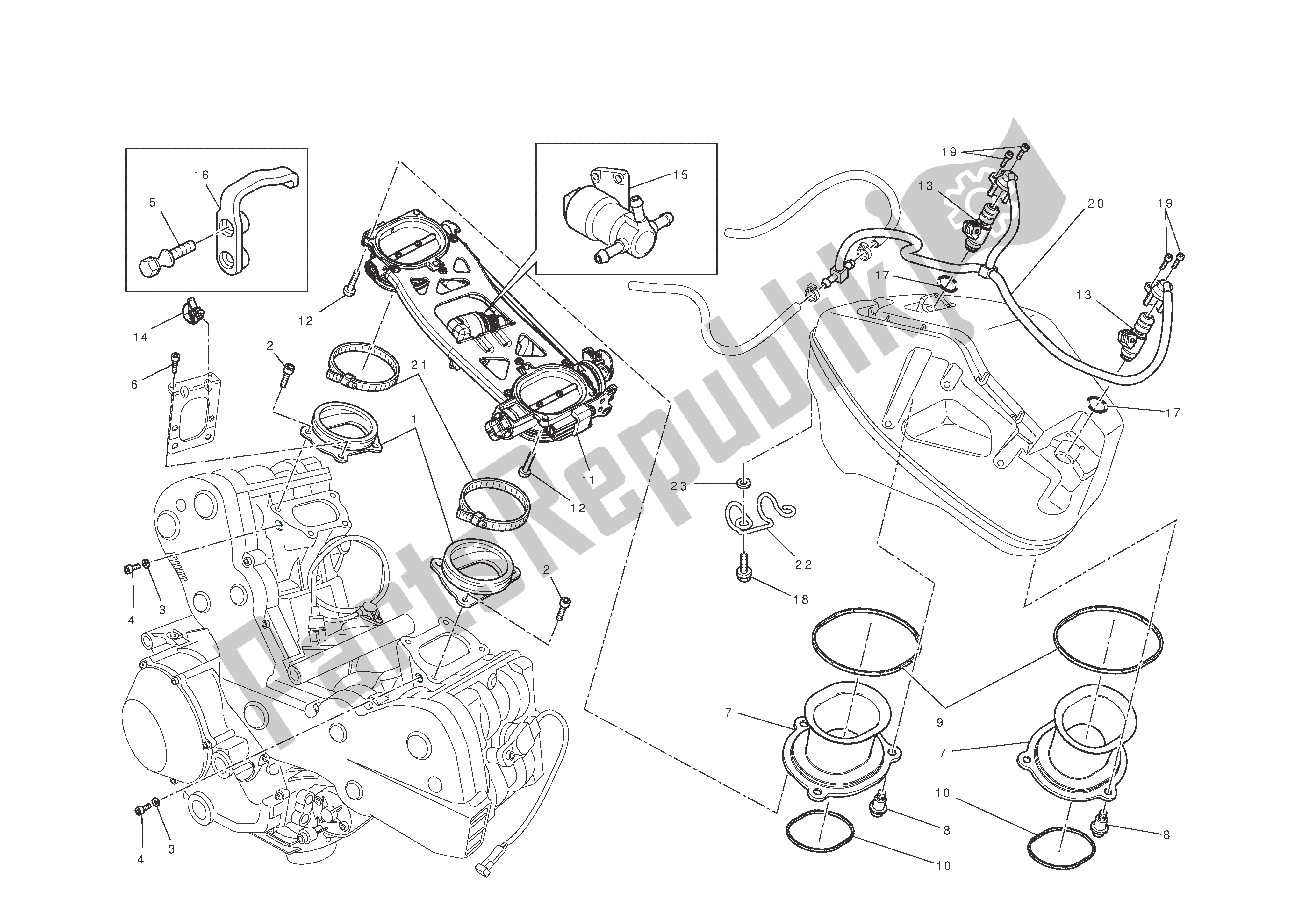 Alle onderdelen voor de Gasklephuis van de Ducati 1198 SP 2011