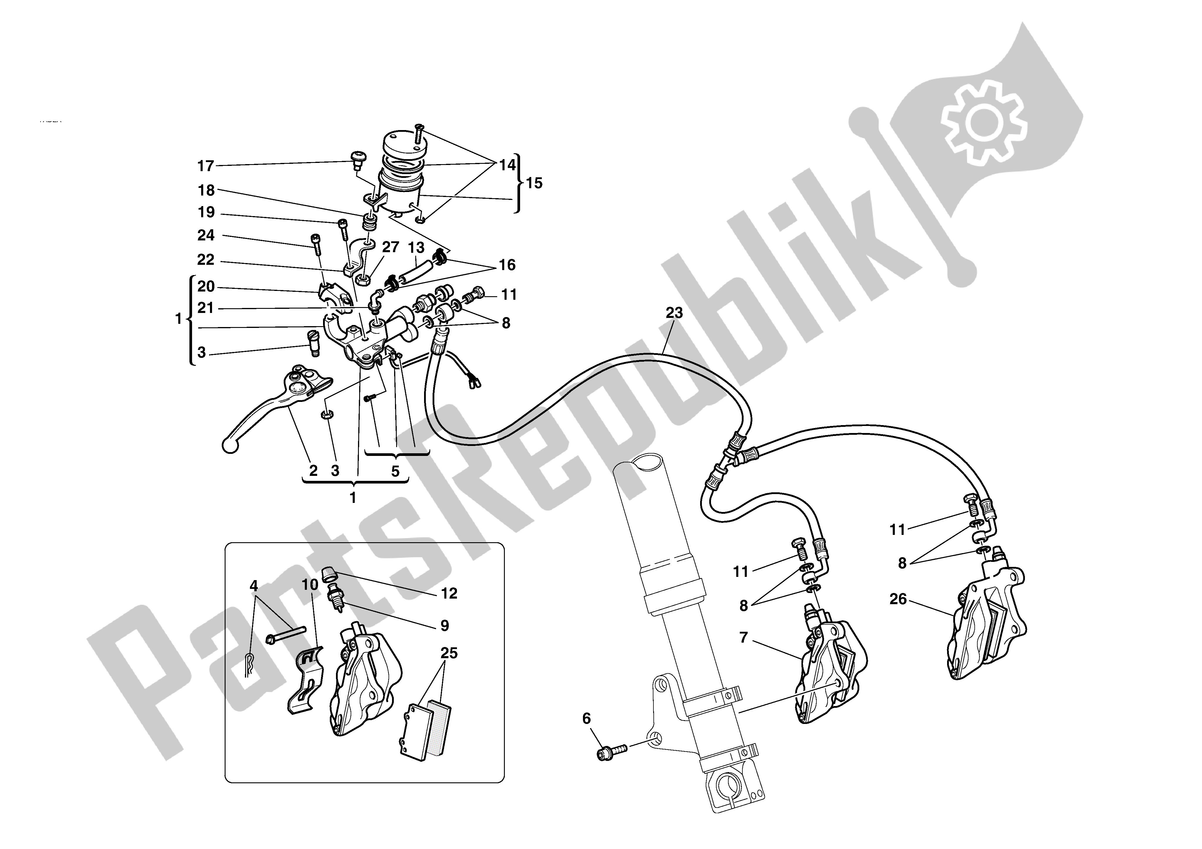 Tutte le parti per il Freno Idraulico Anteriore del Ducati 748S 2002