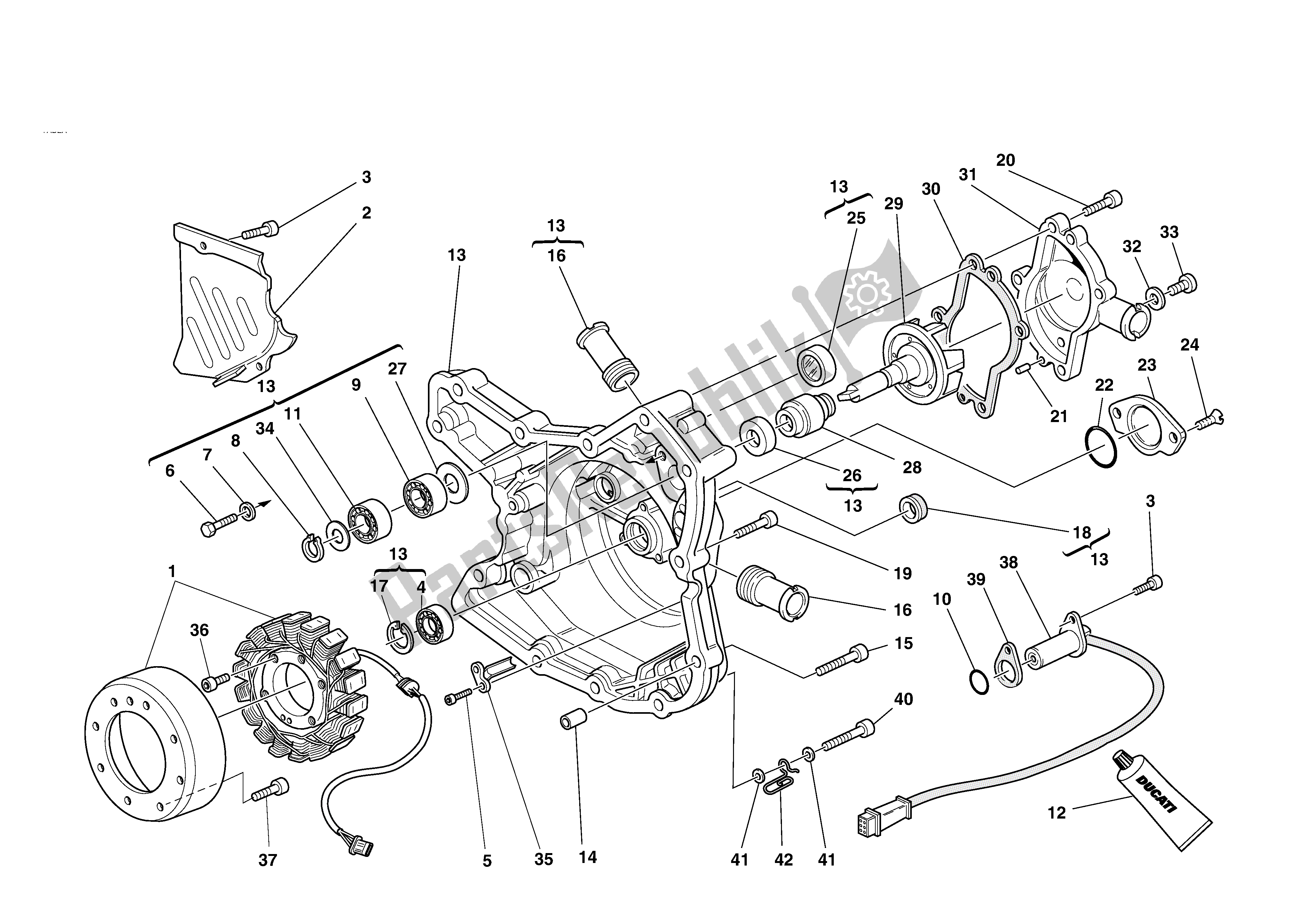 Todas las partes para Bomba De Agua -cubierta Del Alternador de Ducati 748S 2002