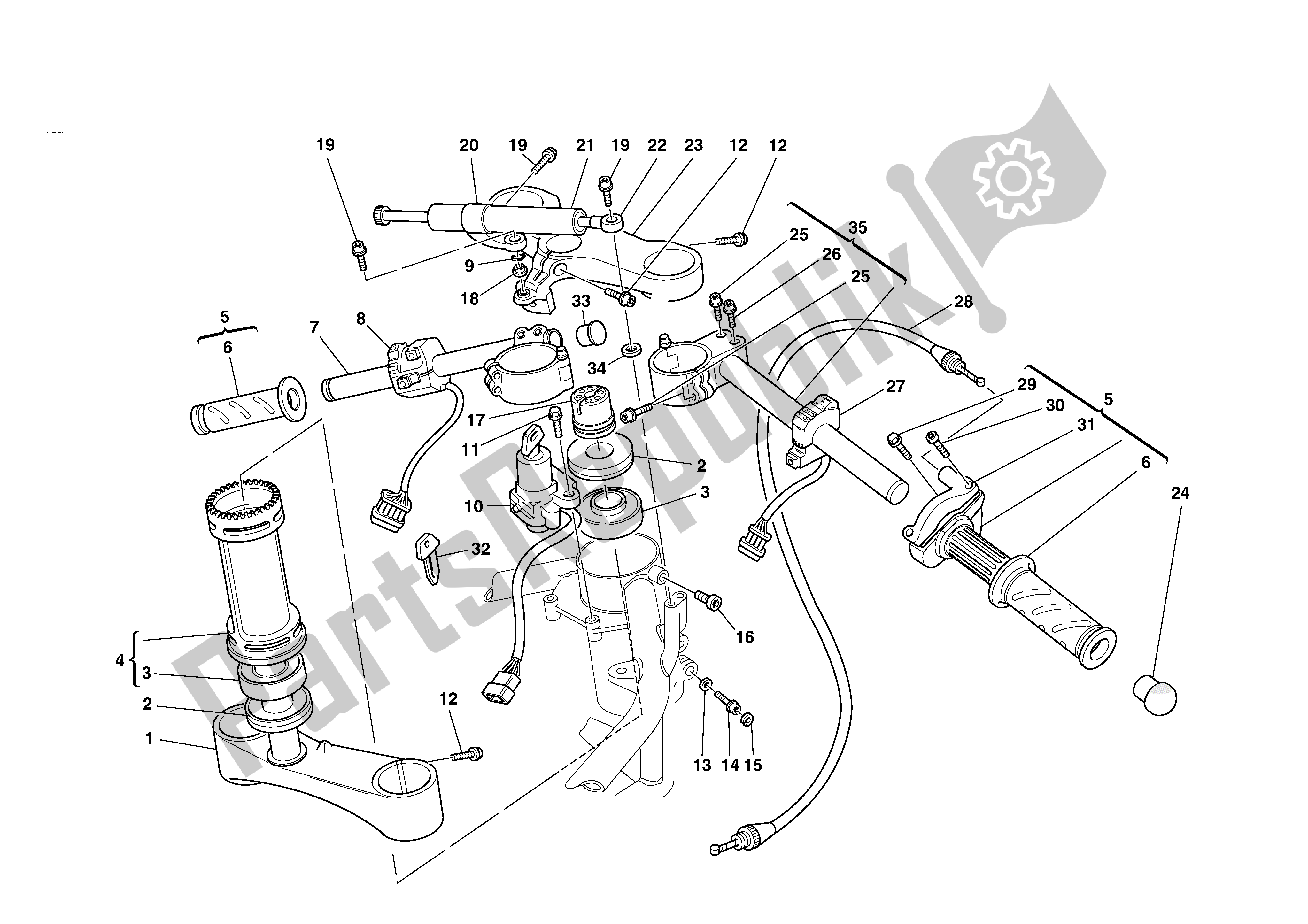 Tutte le parti per il Mezzo Manubrio-ammortizzatore-assorbitore del Ducati 748S 2002