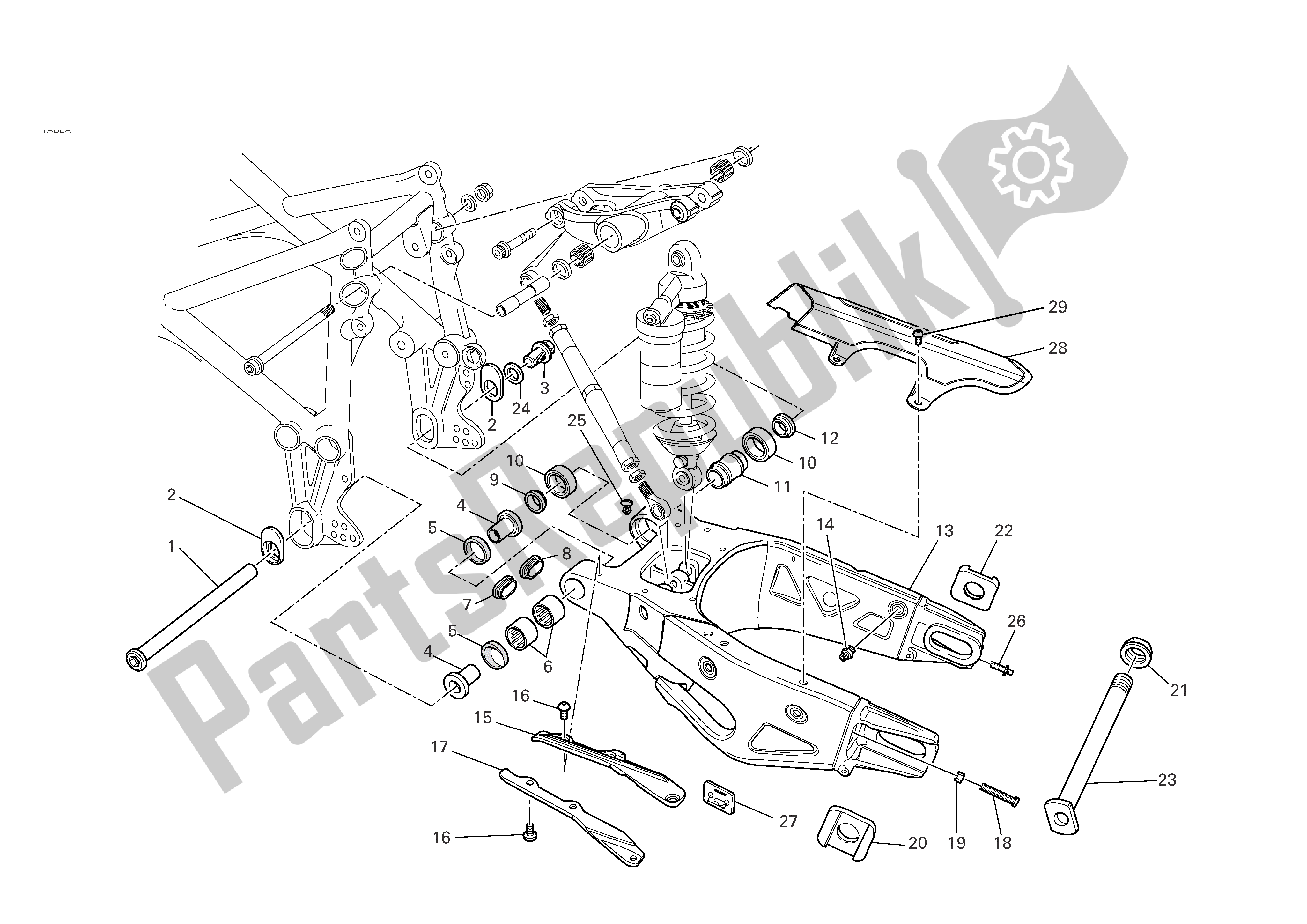 Tutte le parti per il Forcella Posteriore del Ducati 749 Dark 2005