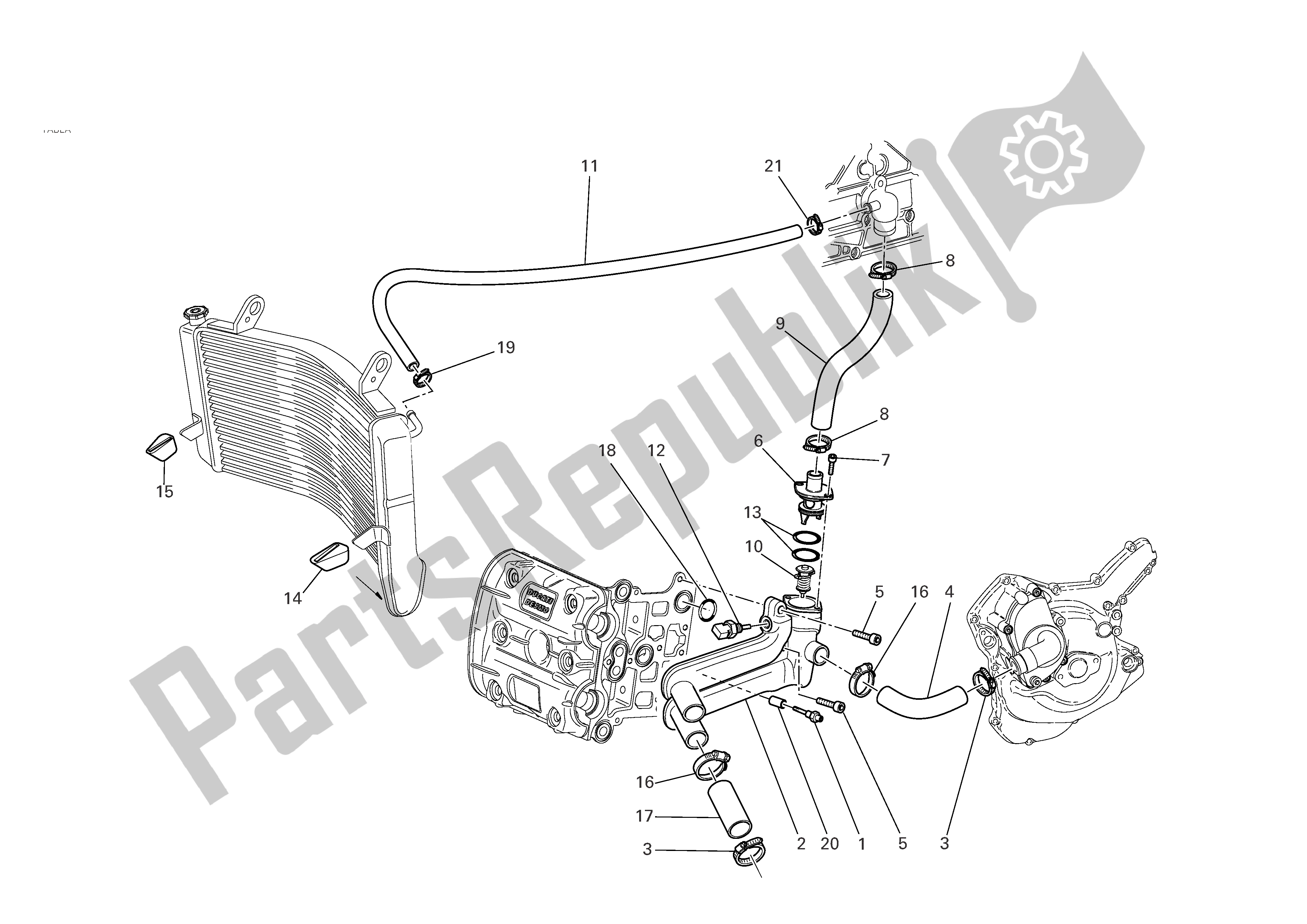 Todas las partes para Circuito De Enfriamiento de Ducati 749 Dark 2005