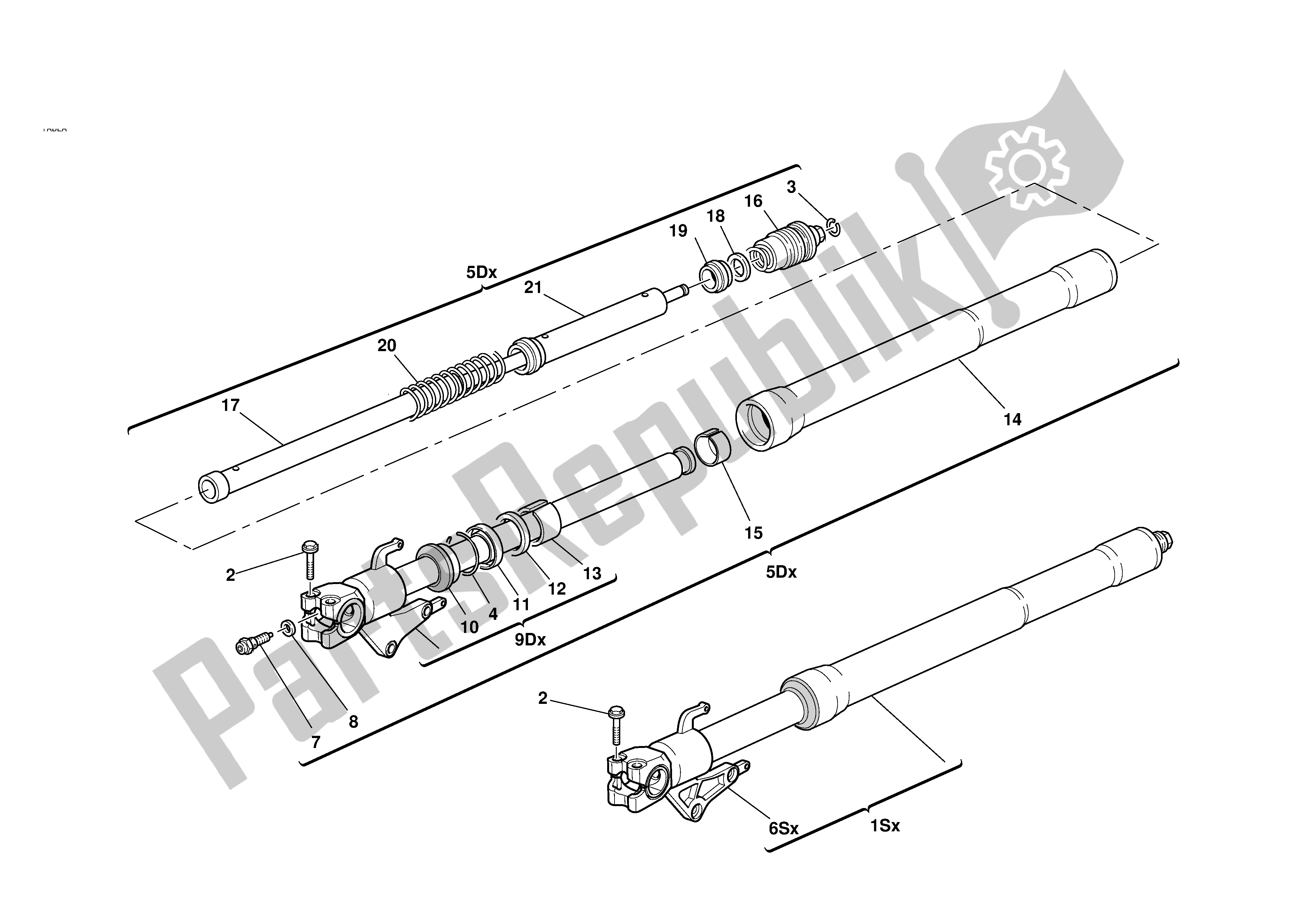 Tutte le parti per il Forcella Anteriore del Ducati 749 2003