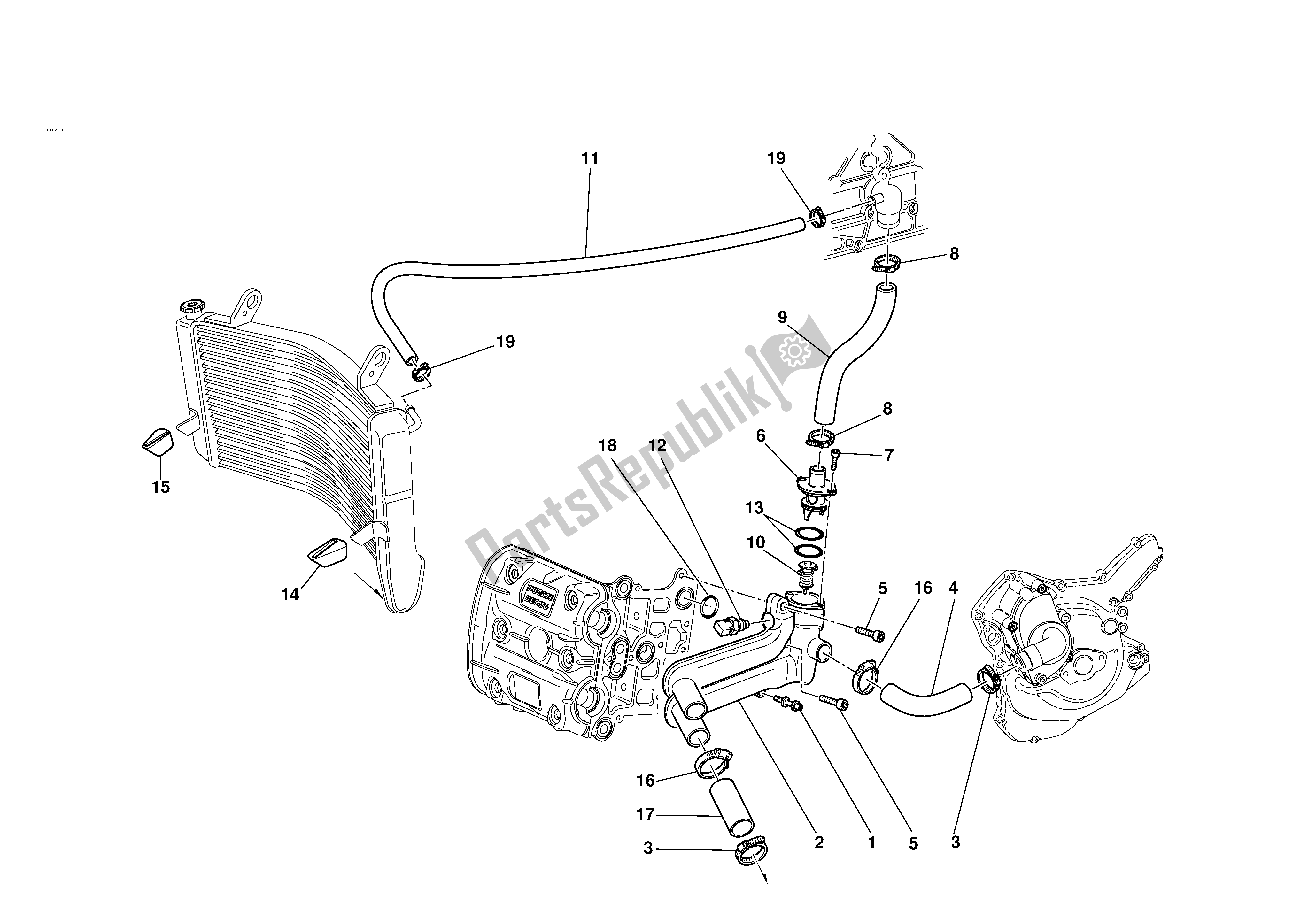 Tutte le parti per il Circuito Di Raffreddamento del Ducati 749 2003