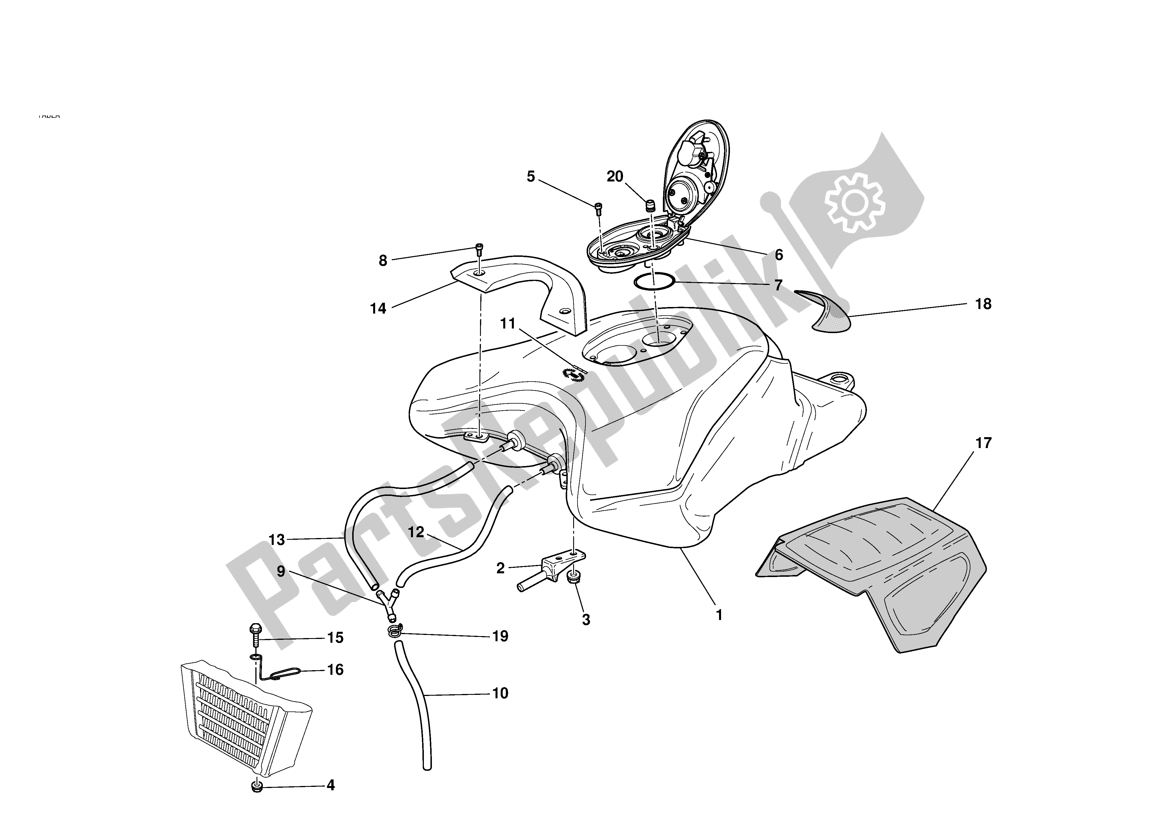 Alle onderdelen voor de Benzinetank van de Ducati 749 2003