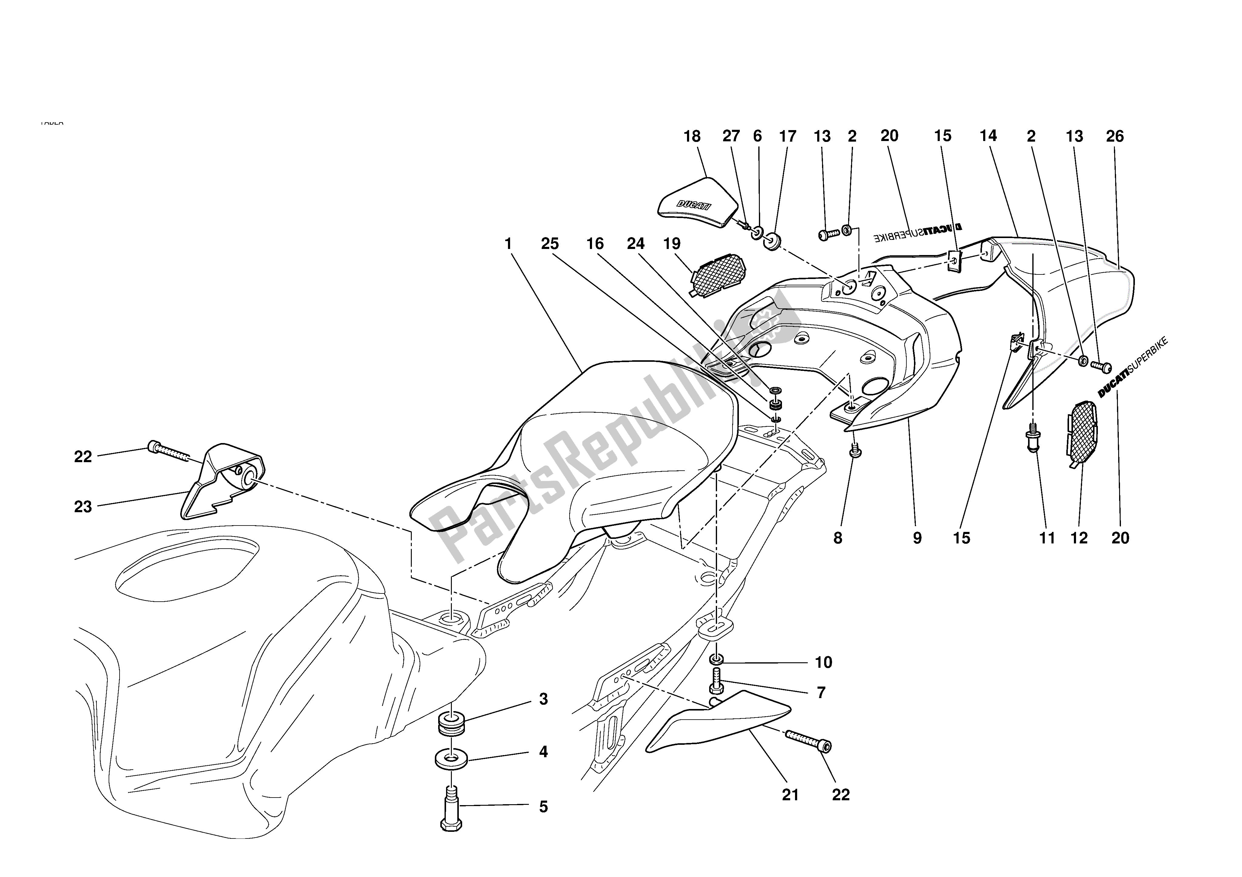 Tutte le parti per il Posto A Sedere del Ducati 749 2003