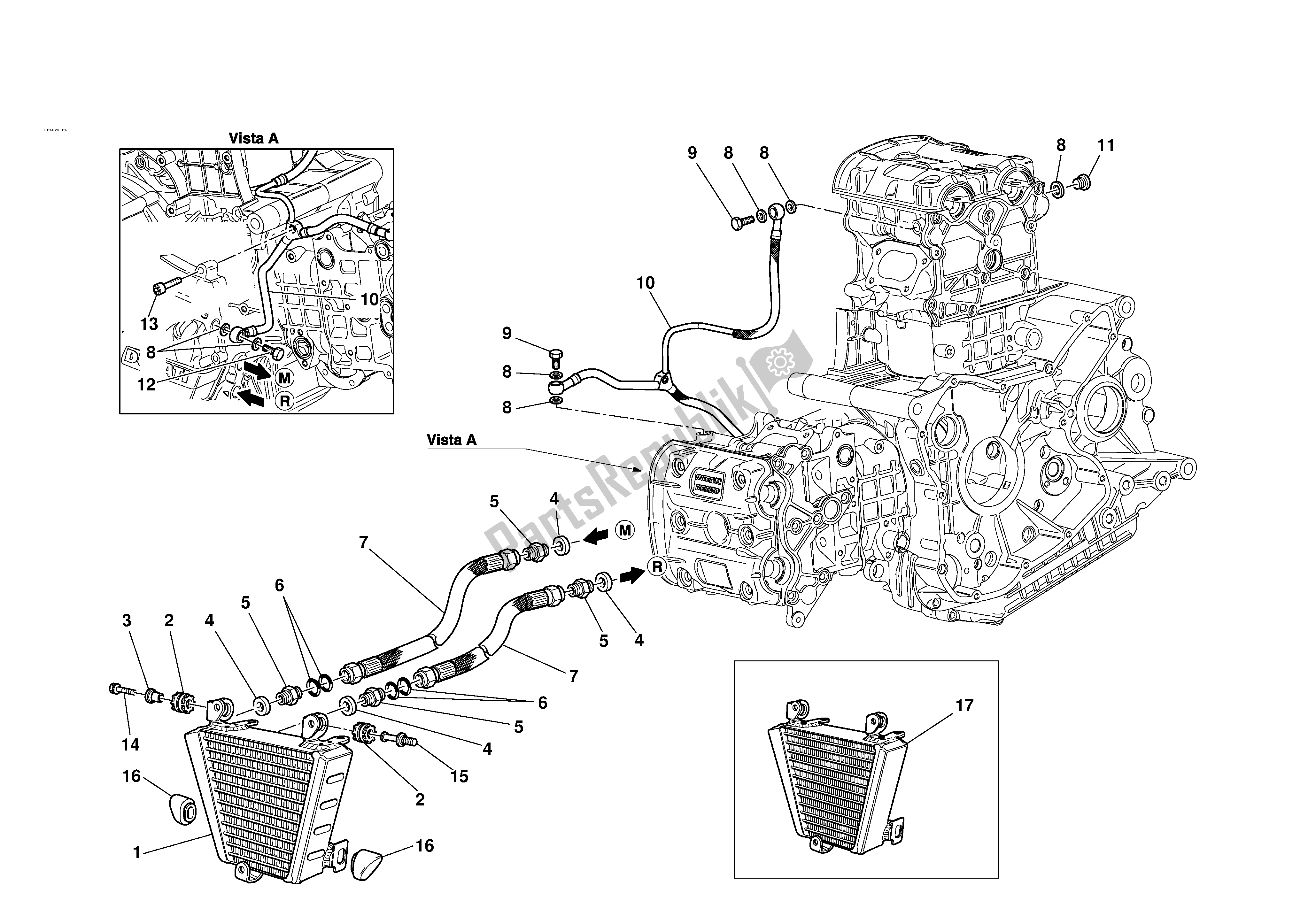 Tutte le parti per il Radiatore Dell'olio del Ducati 749 2003