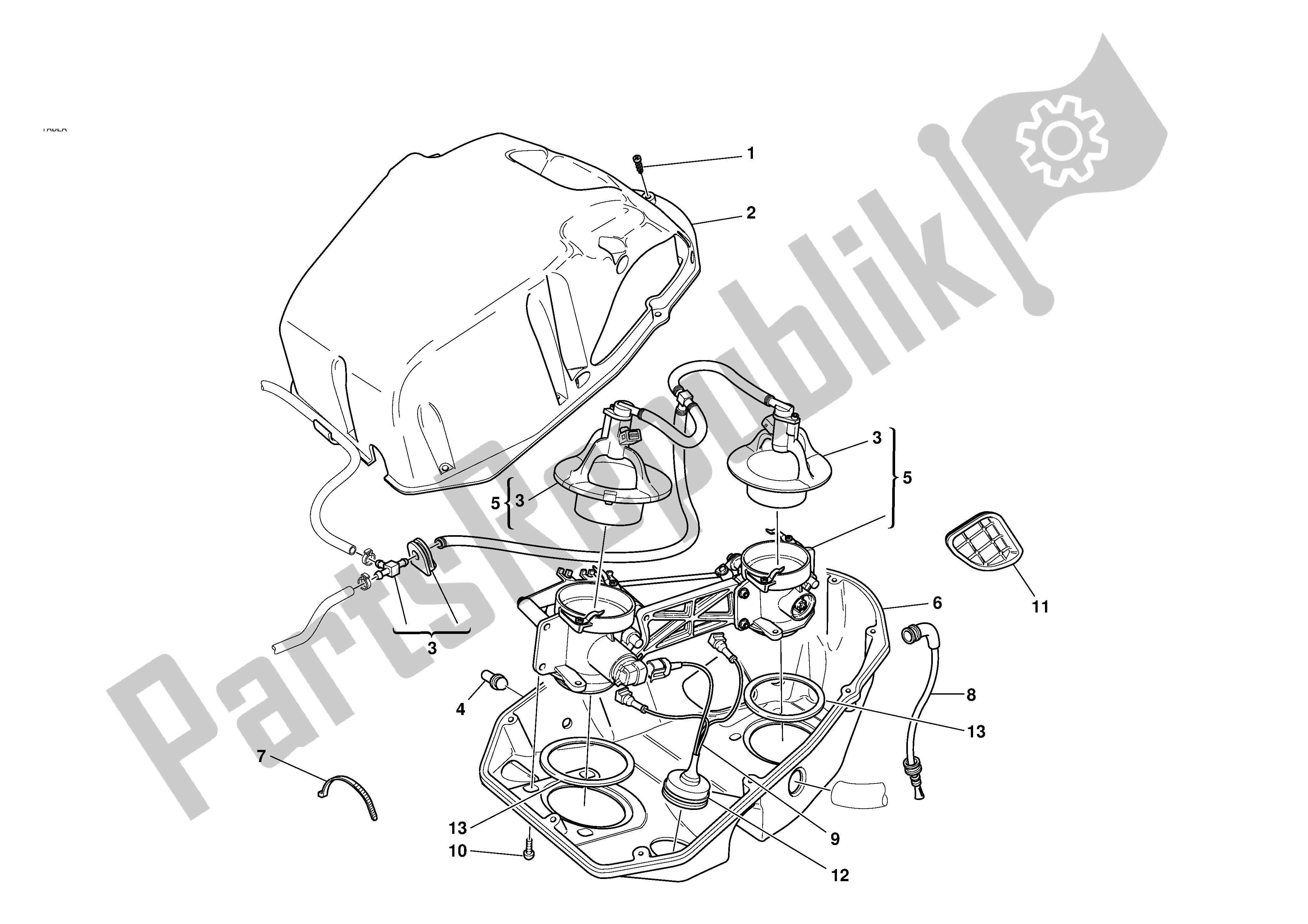 Alle onderdelen voor de Gasklephuis van de Ducati 749 2003