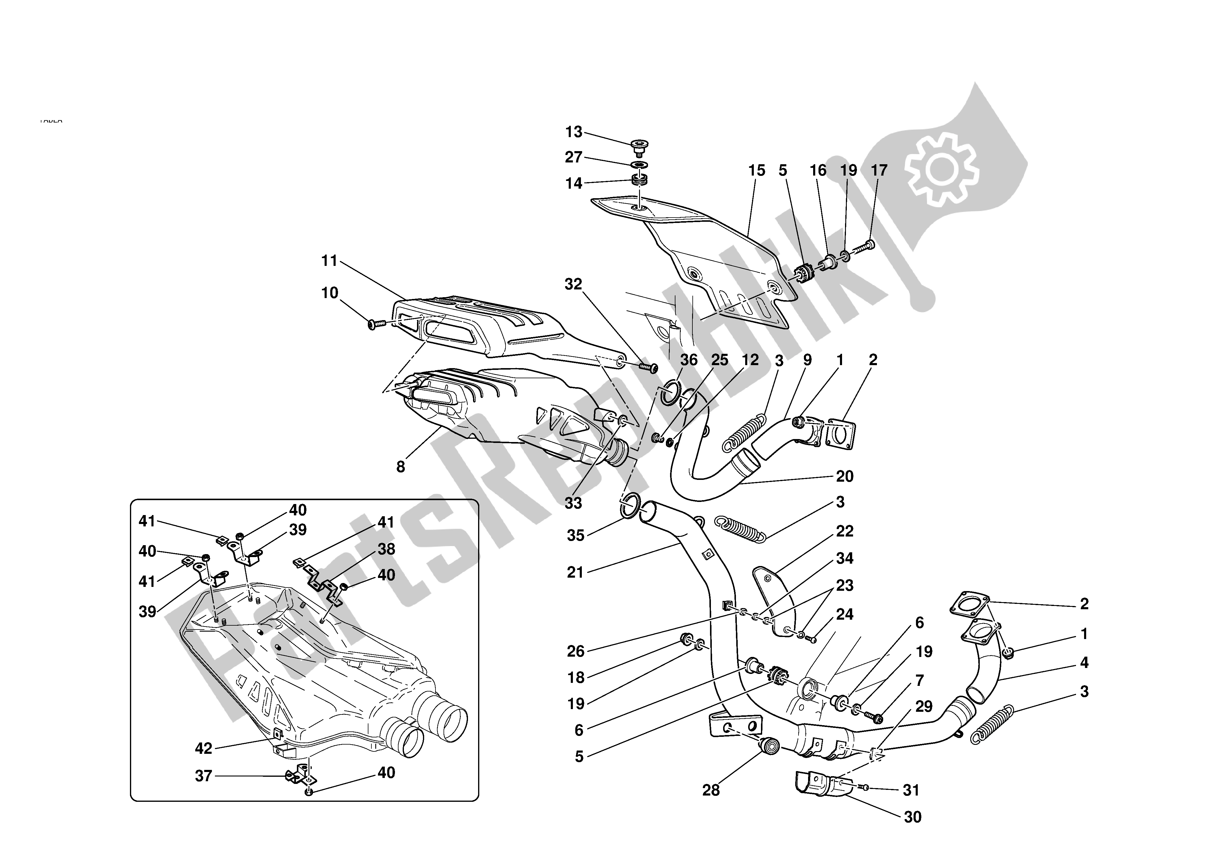 Alle onderdelen voor de Uitlaatsysteem van de Ducati 749 2003