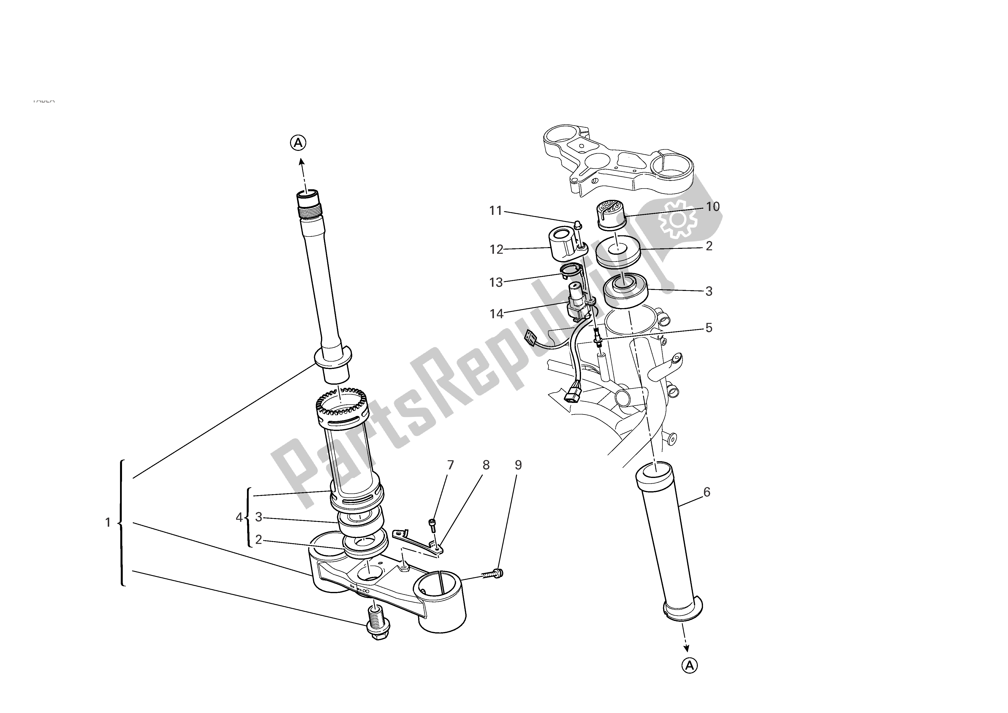 Tutte le parti per il Manubrio-ammortizzatore del Ducati 749R 2004