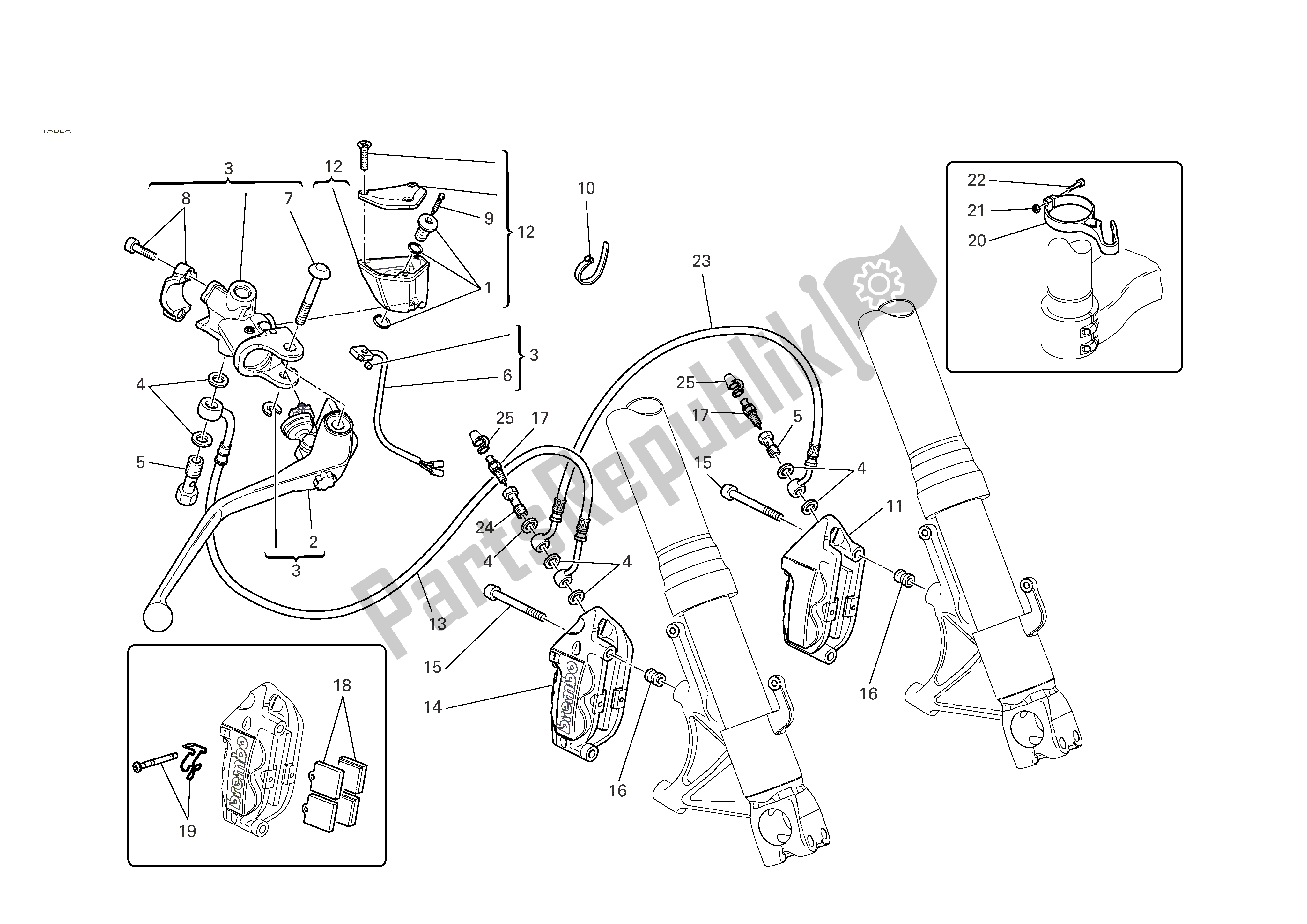 Todas las partes para Freno Hidráulico Delantero de Ducati 749R 2004