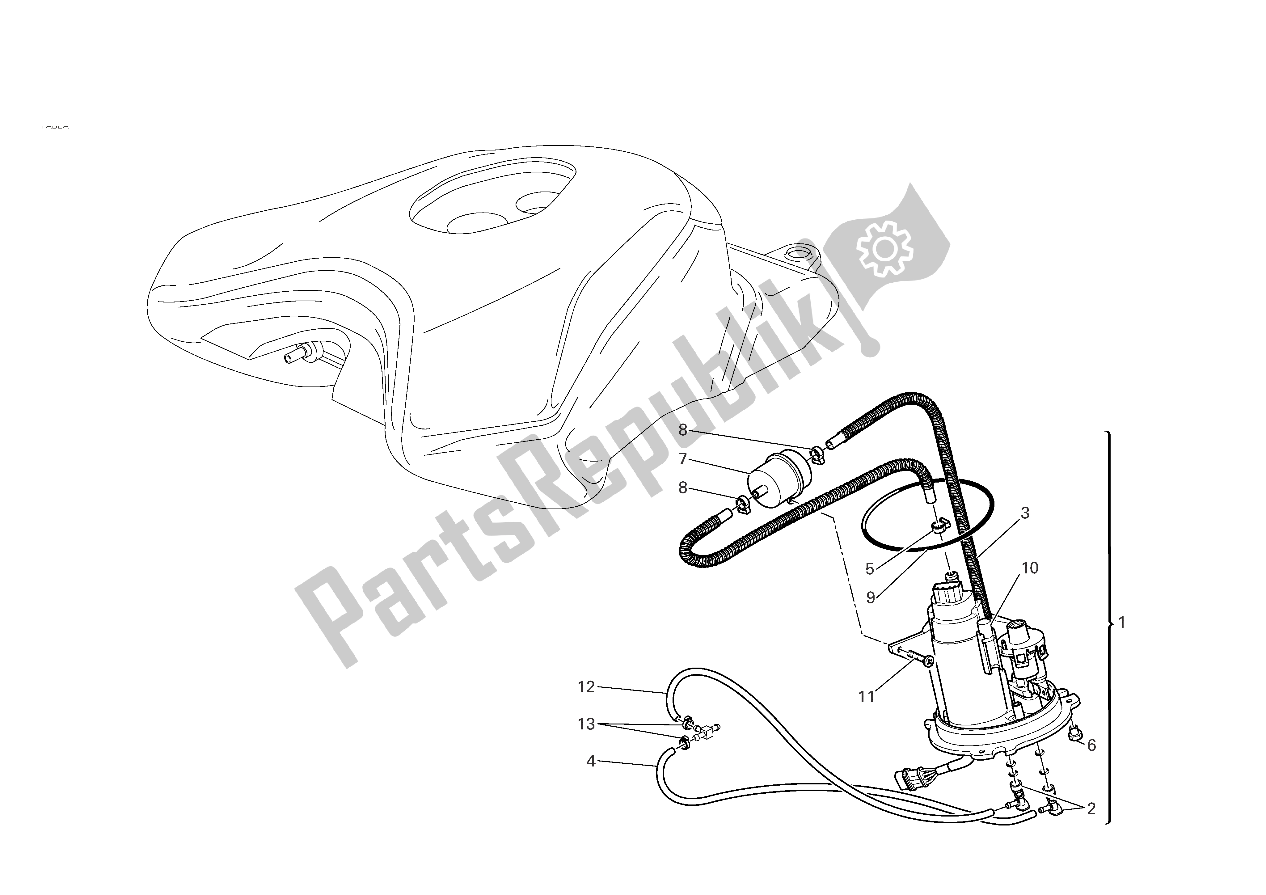 Tutte le parti per il Sistema Di Alimentazione Carburante del Ducati 749R 2004