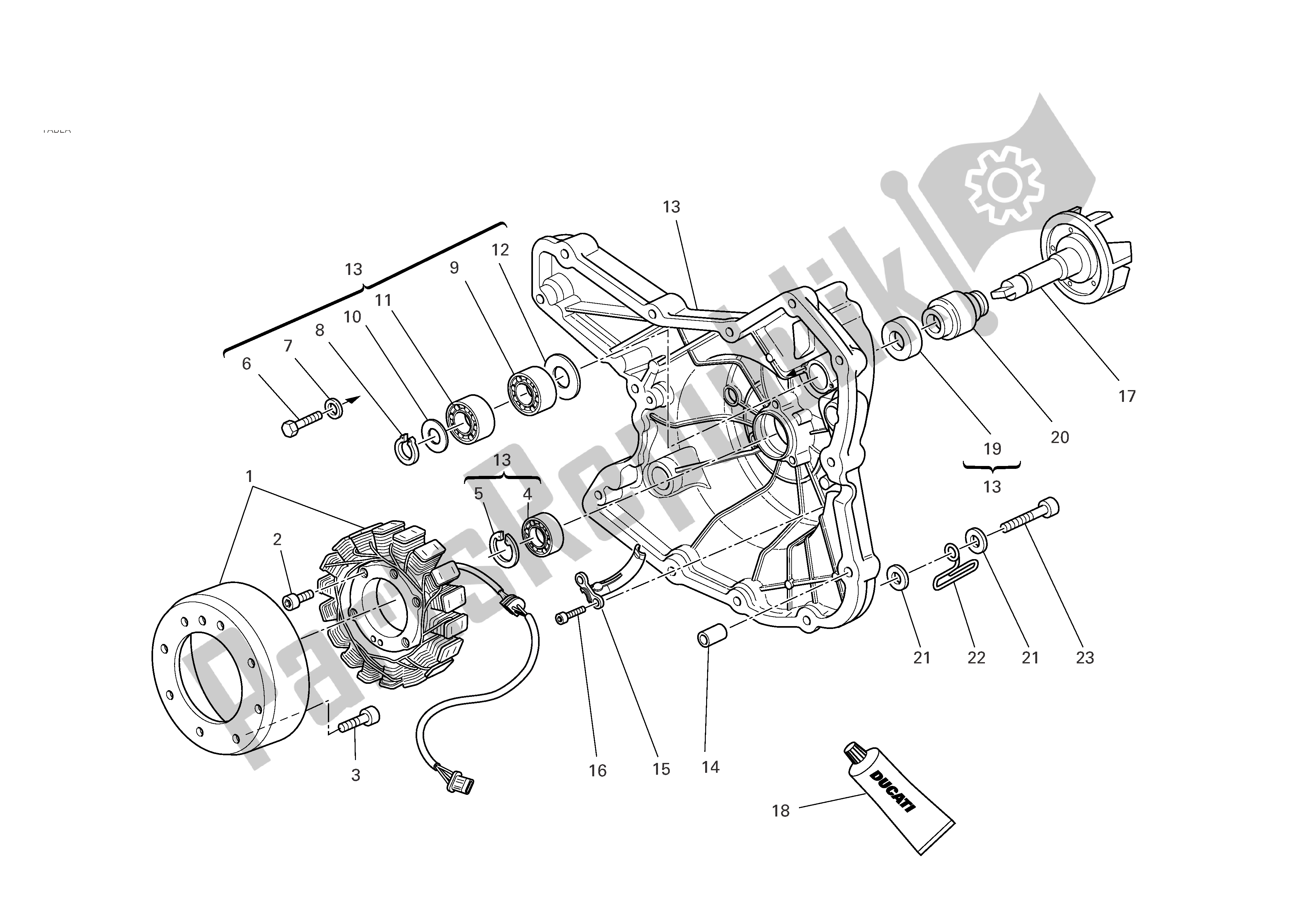 Todas las partes para Tapa Del Cárter Del Lado De La Bomba De Agua de Ducati 749R 2004