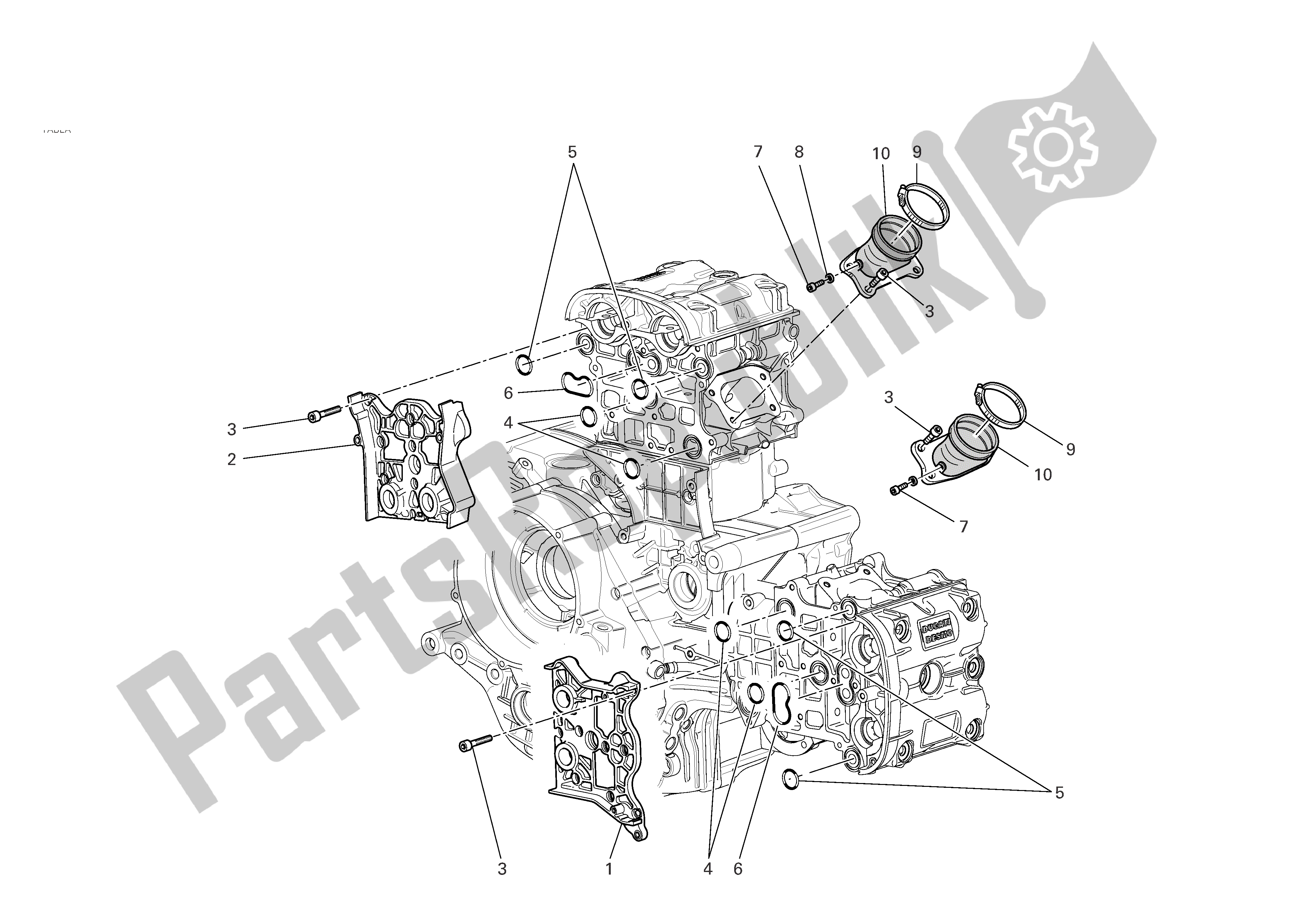 Tutte le parti per il Collettori E Coperchi Testata Cilindri del Ducati 749R 2004