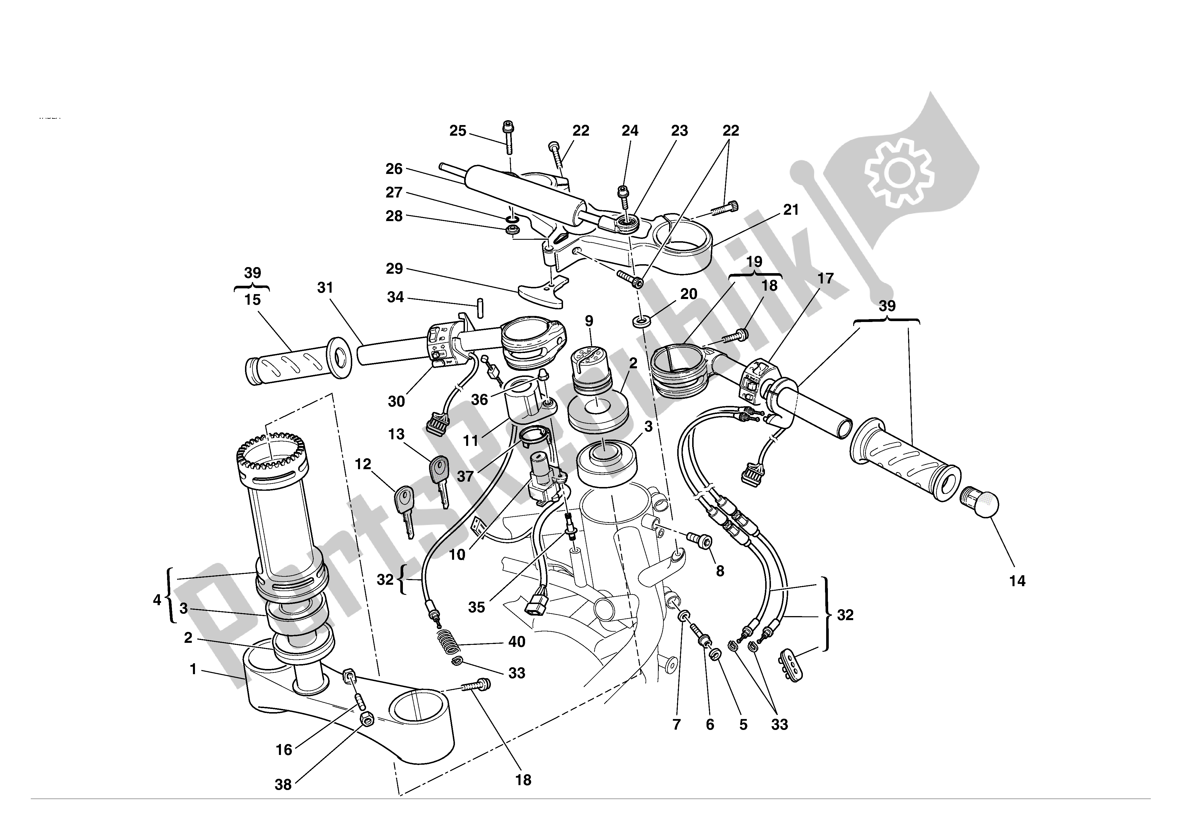 Tutte le parti per il Mezzo Manubrio-ammortizzatore-assorbitore del Ducati 749S 2004