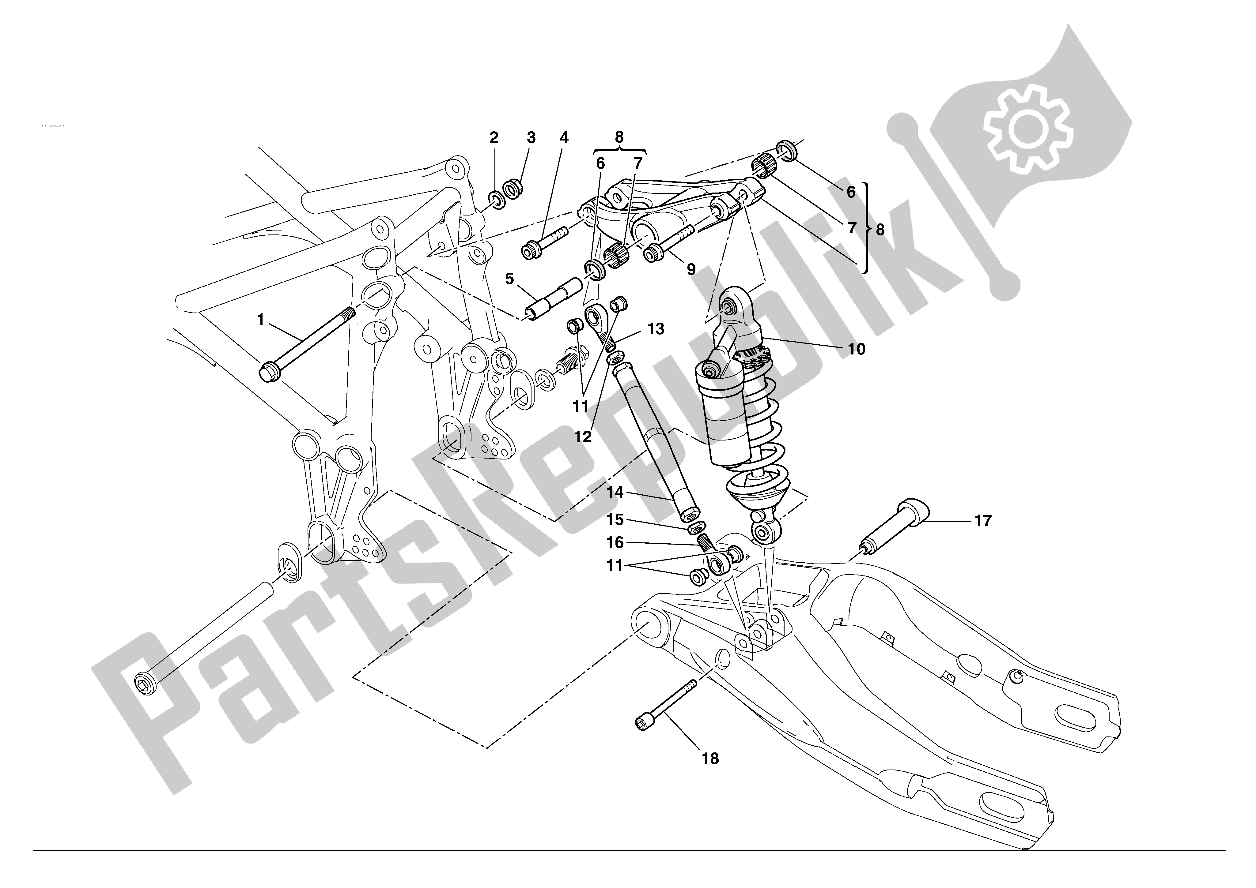 Todas las partes para Suspensión Trasera de Ducati 749S 2004