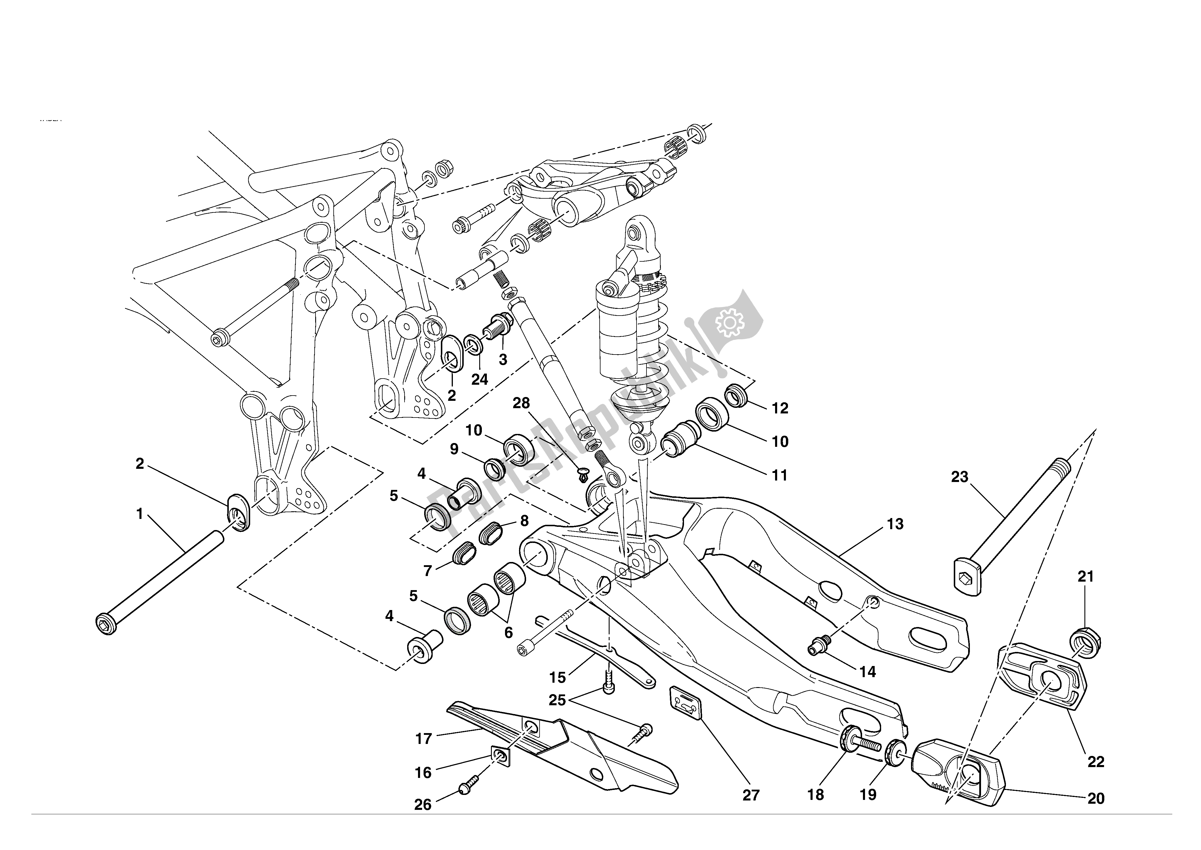 Tutte le parti per il Forcella Posteriore del Ducati 749S 2004