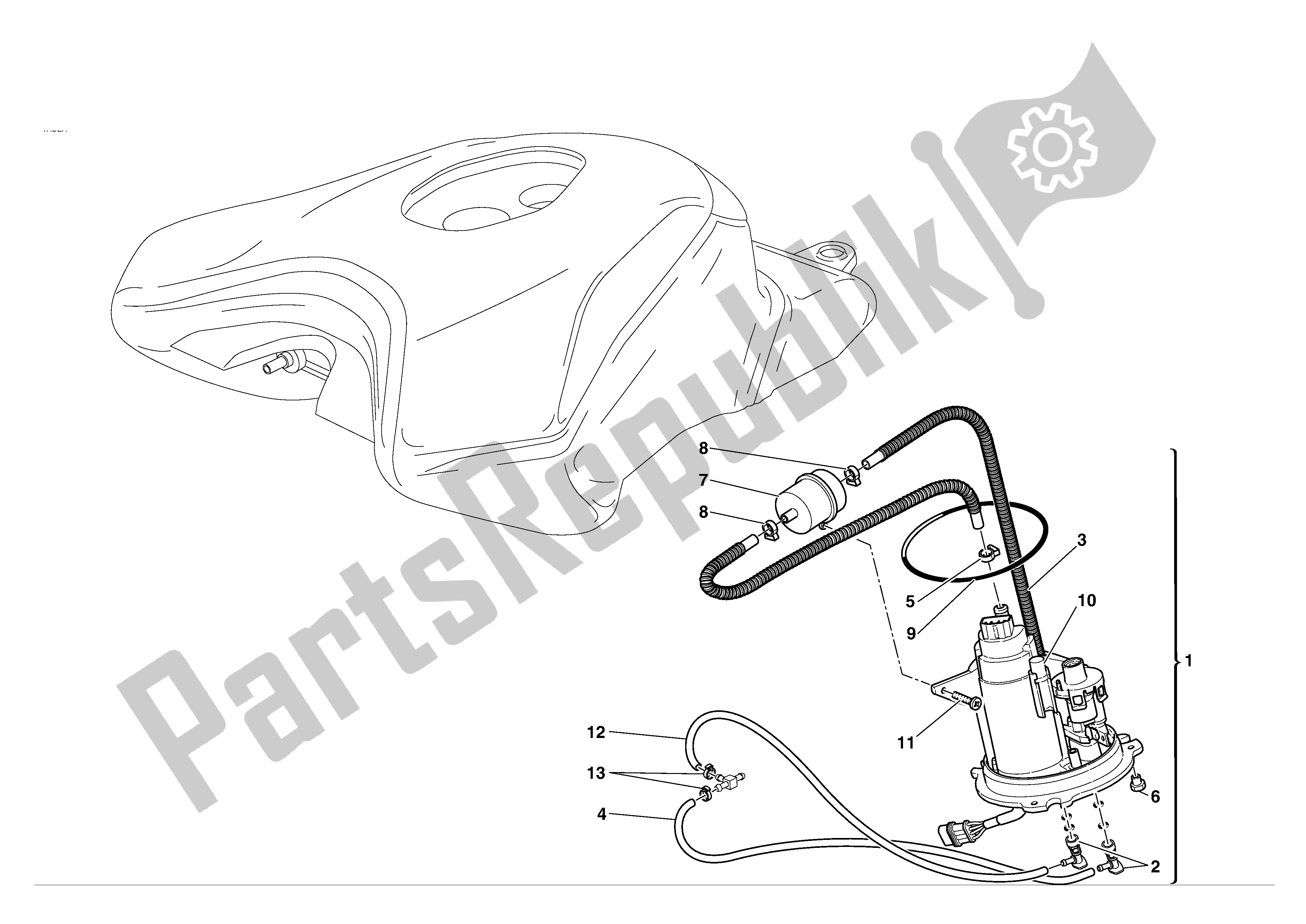 Alle onderdelen voor de Brandstof Systeem van de Ducati 749S 2004