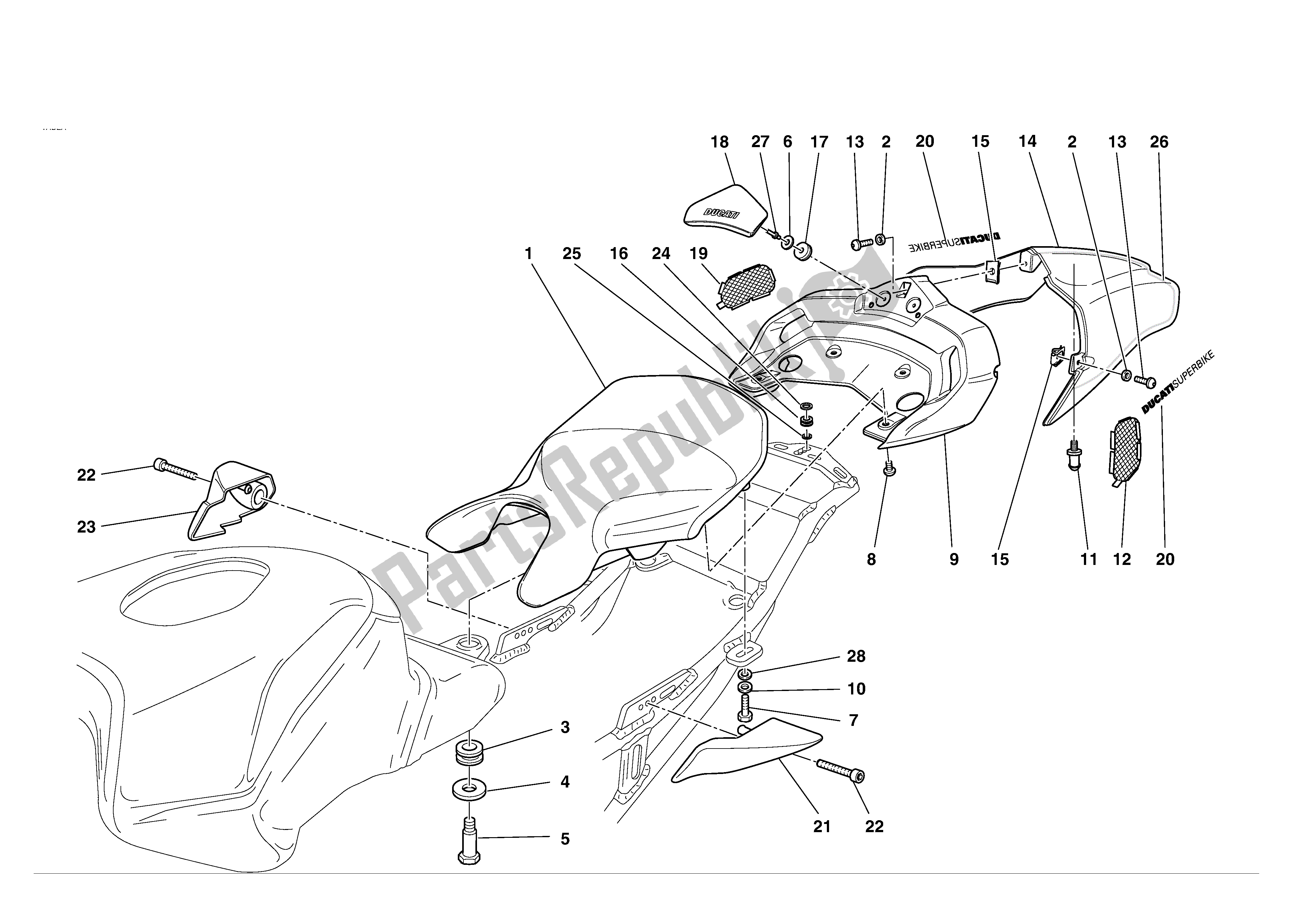 Todas las partes para Asiento (monoposto) de Ducati 749S 2004