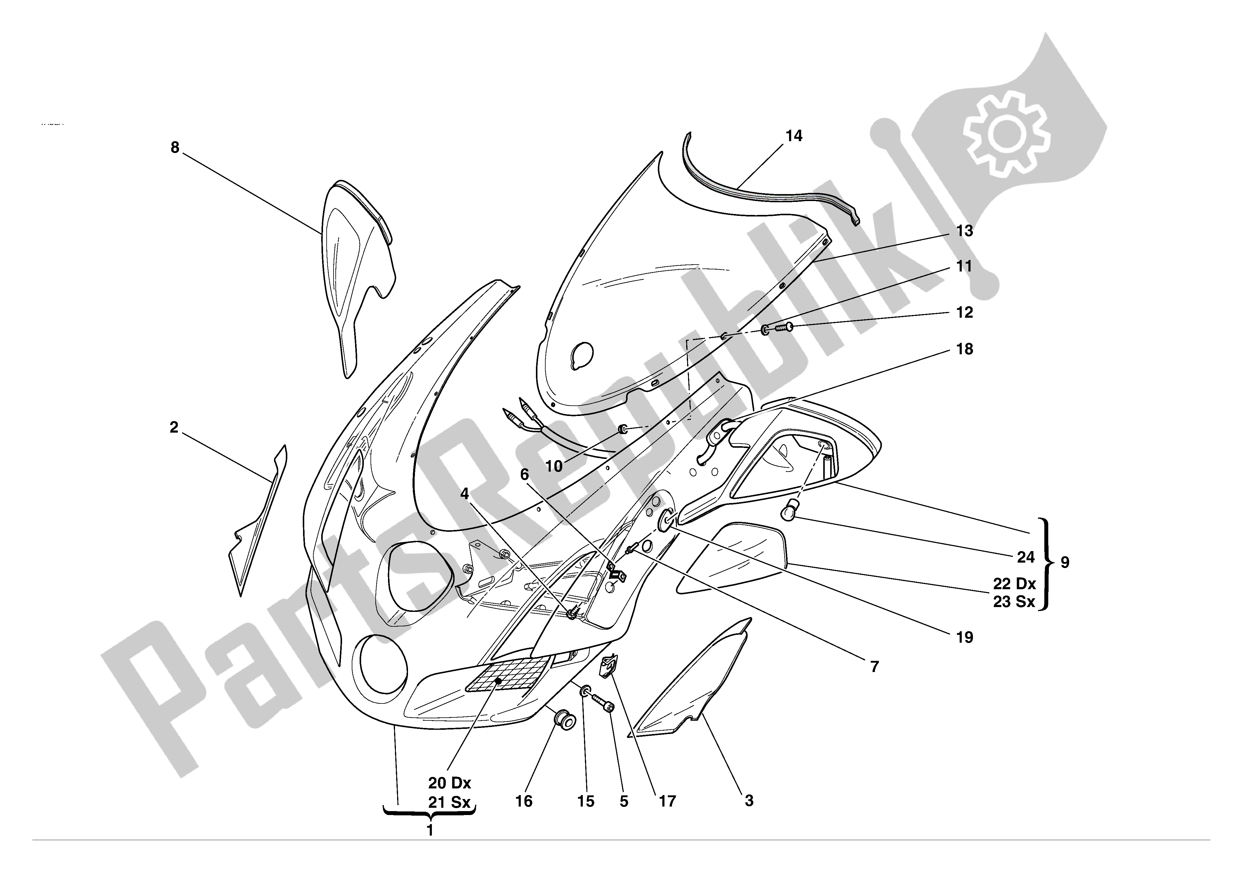 Tutte le parti per il Carenatura Del Faro del Ducati 749S 2004