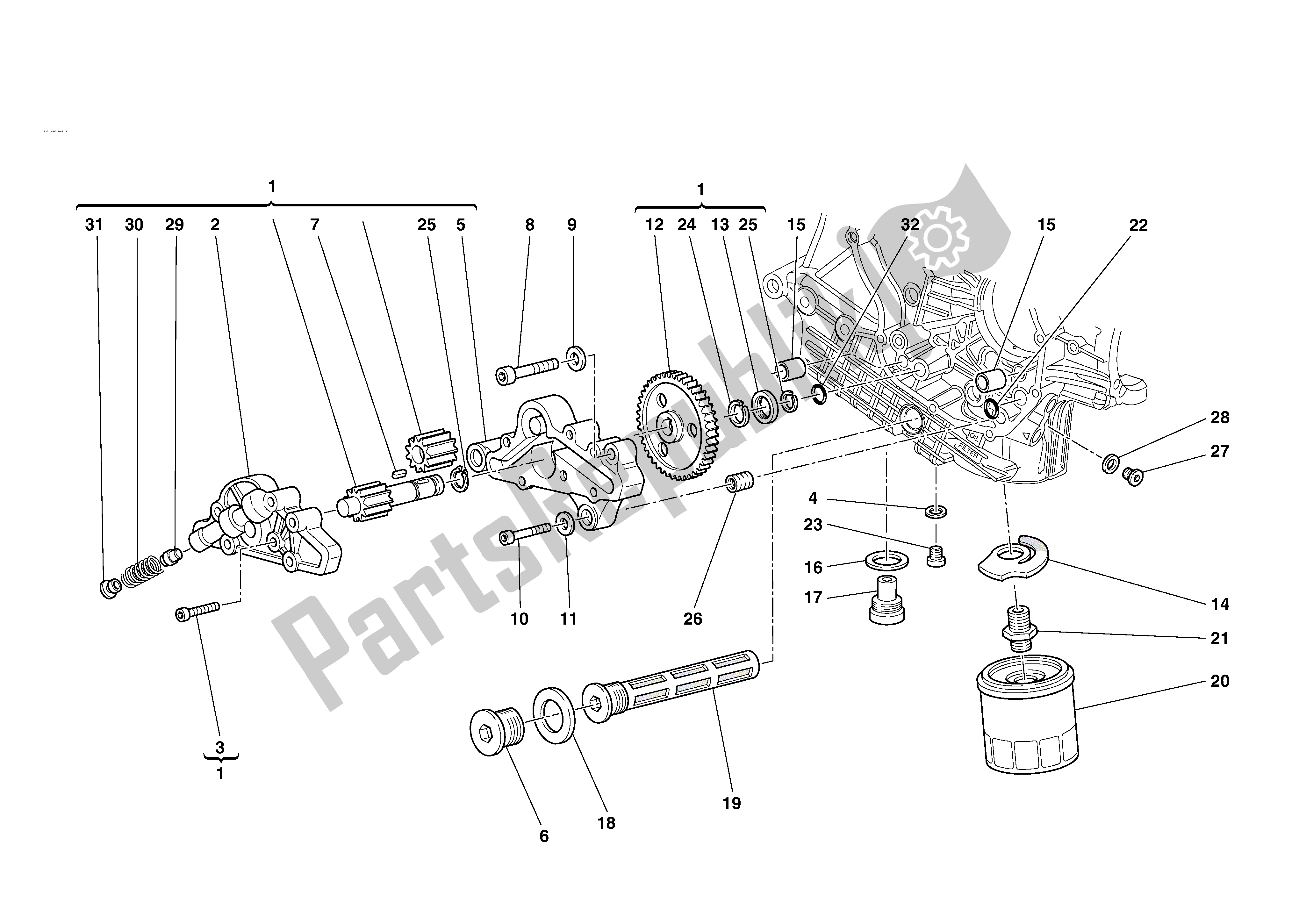Alle onderdelen voor de Filters En Oliepomp van de Ducati 749S 2004