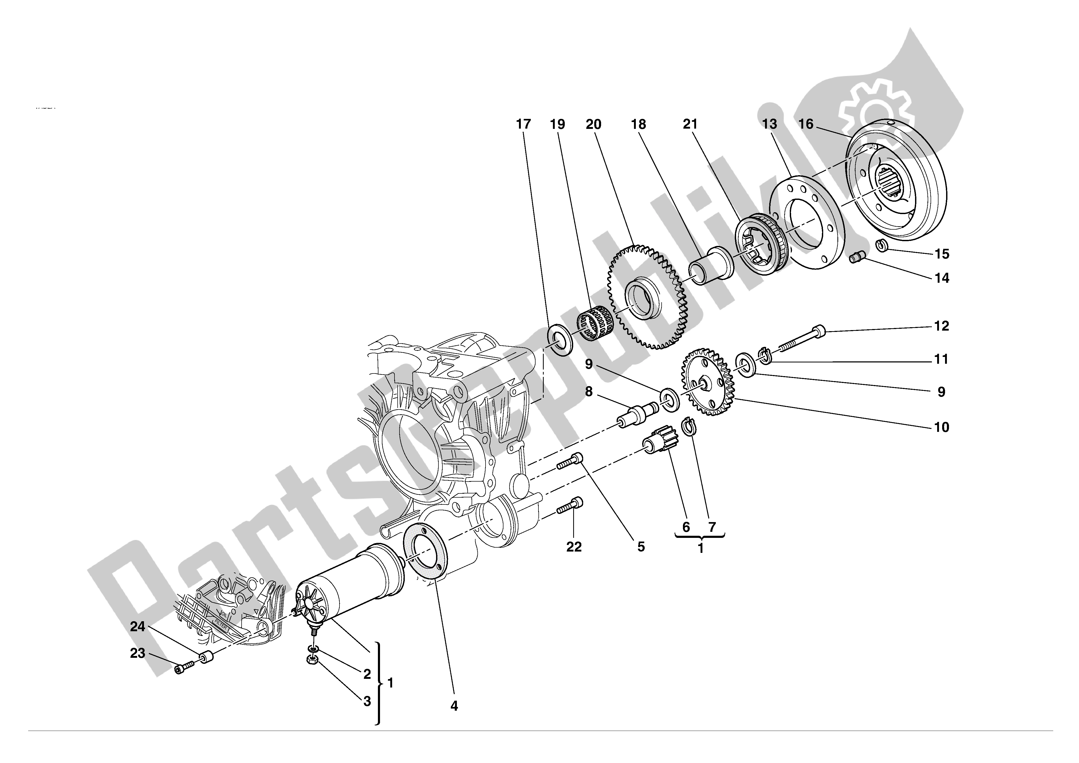 Alle onderdelen voor de Elektrische Starter Andignition van de Ducati 749S 2004