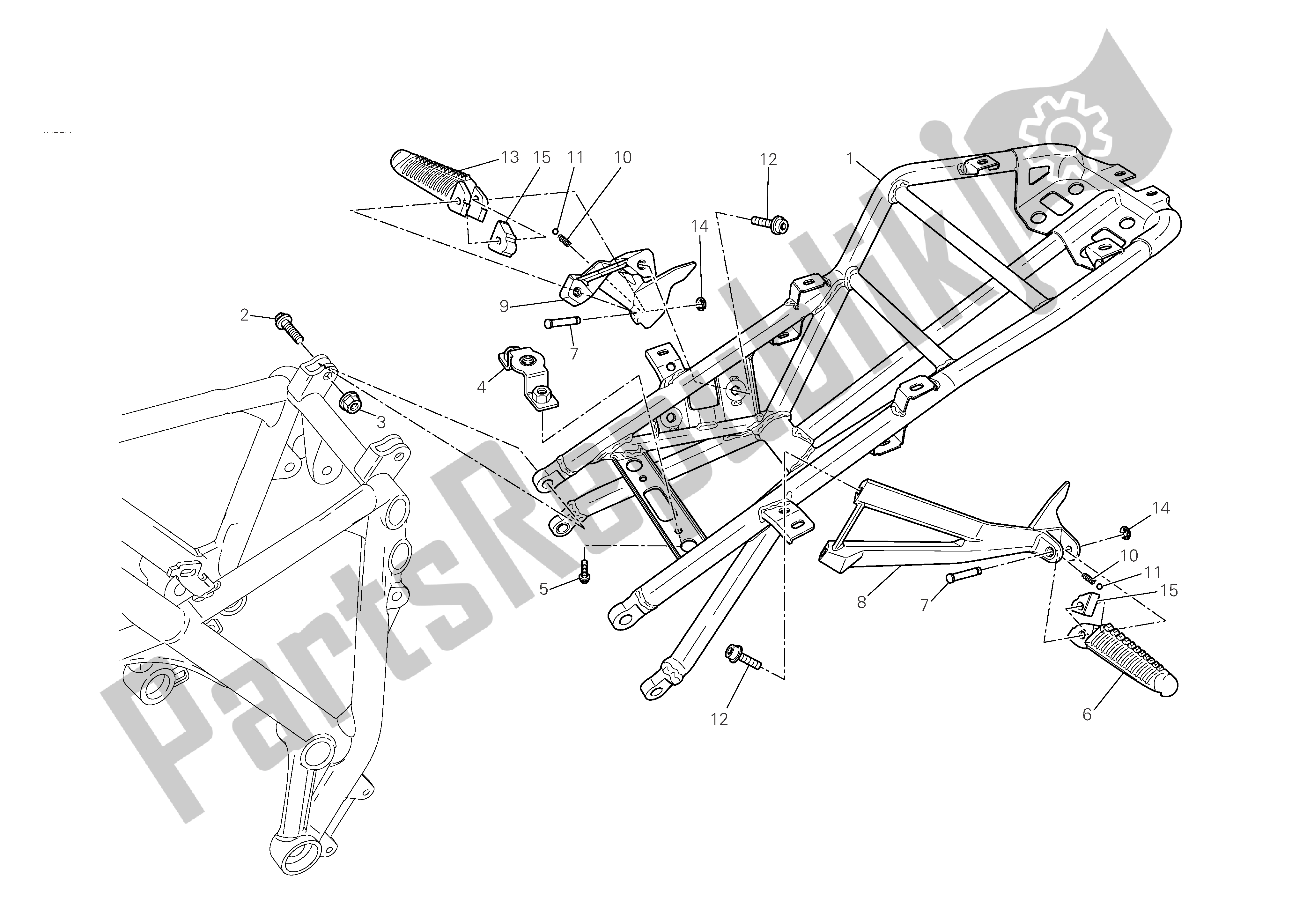 Tutte le parti per il Telaio Ausiliario Posteriore del Ducati 848 2008